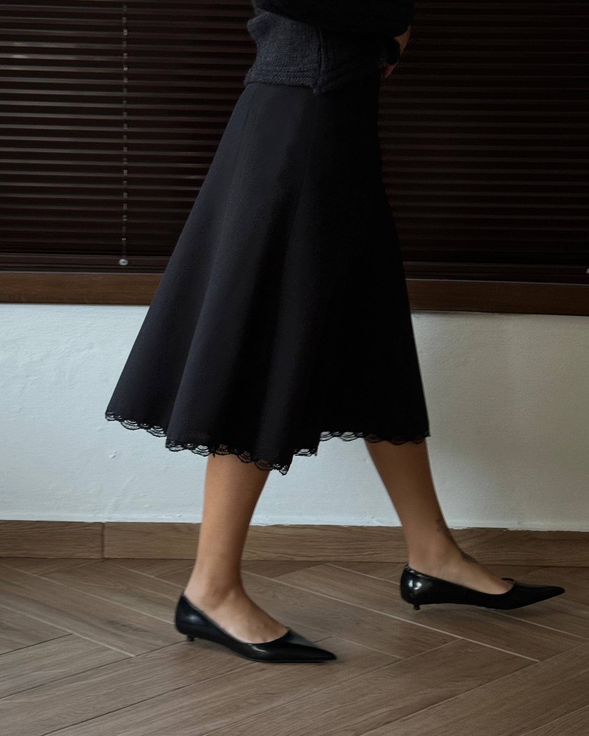 Black Skirt with Lace Detail