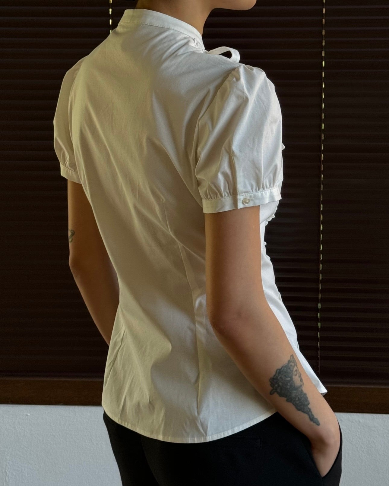Short Sleeve Shirt with Collar Detail