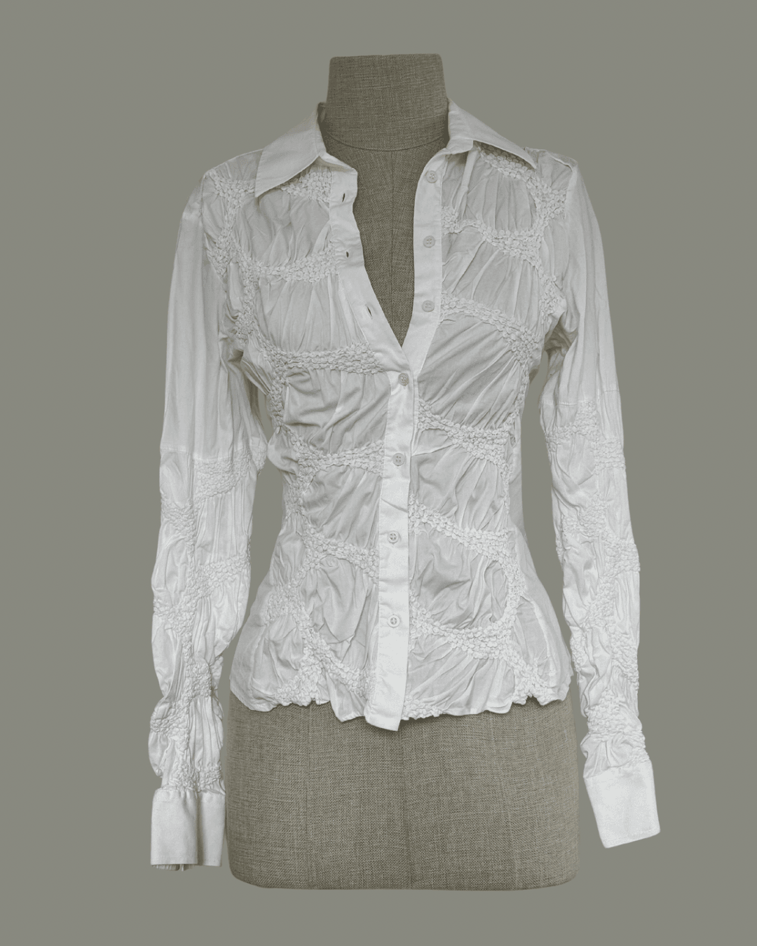 White Shirt with Gathered Detail