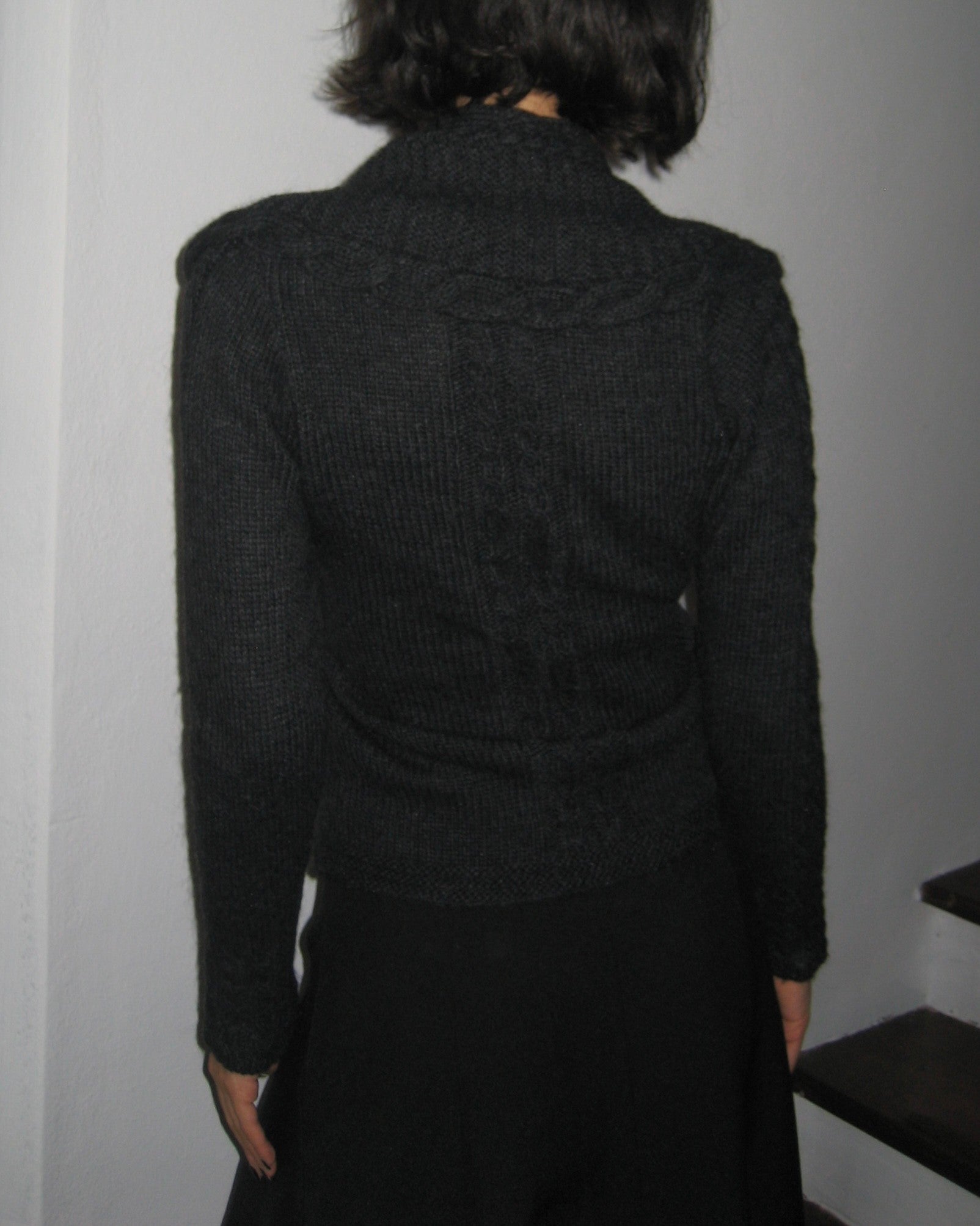 Anthracite Tie-Down Cardigan