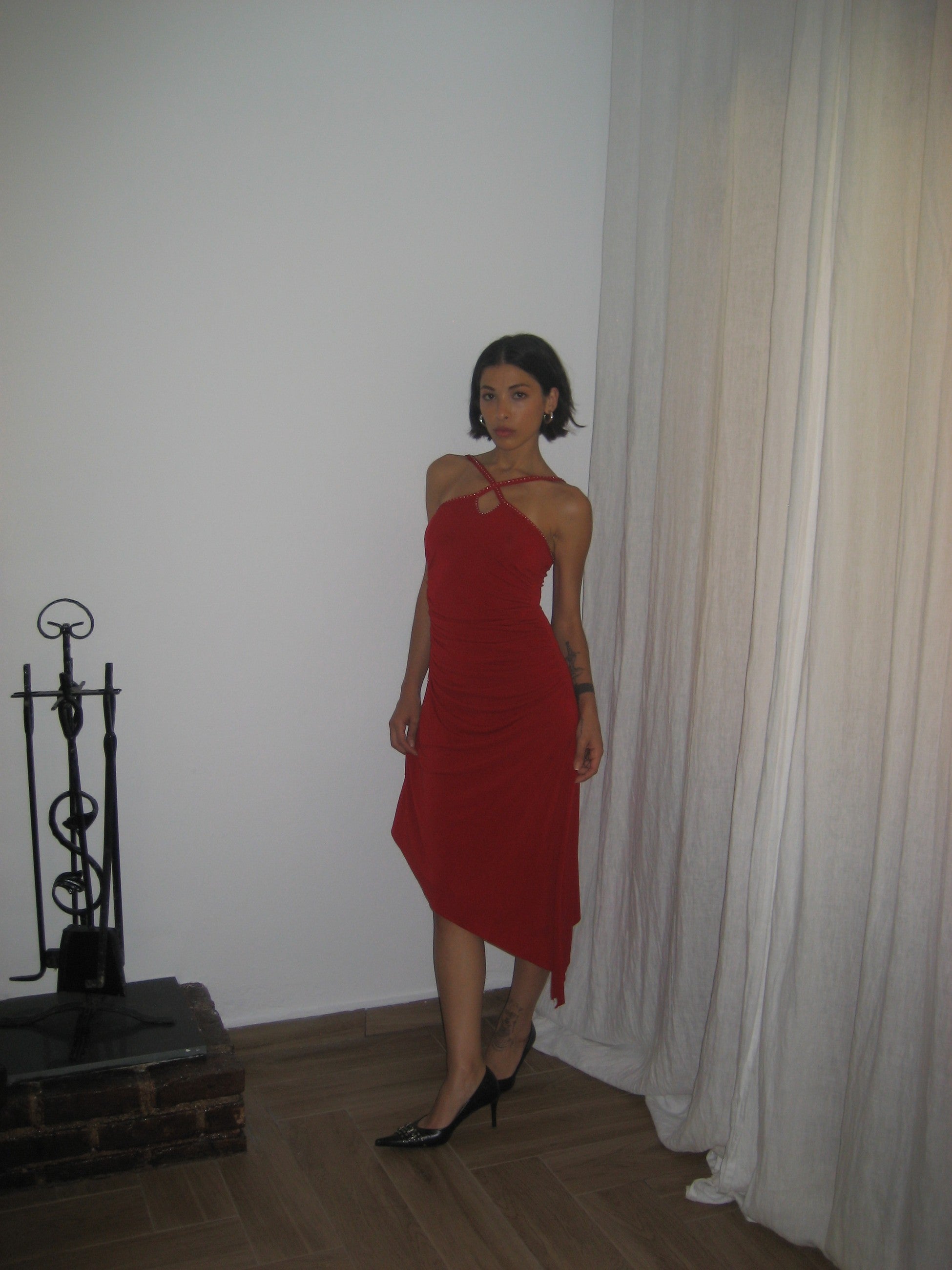 Red Asymmetrical Dress