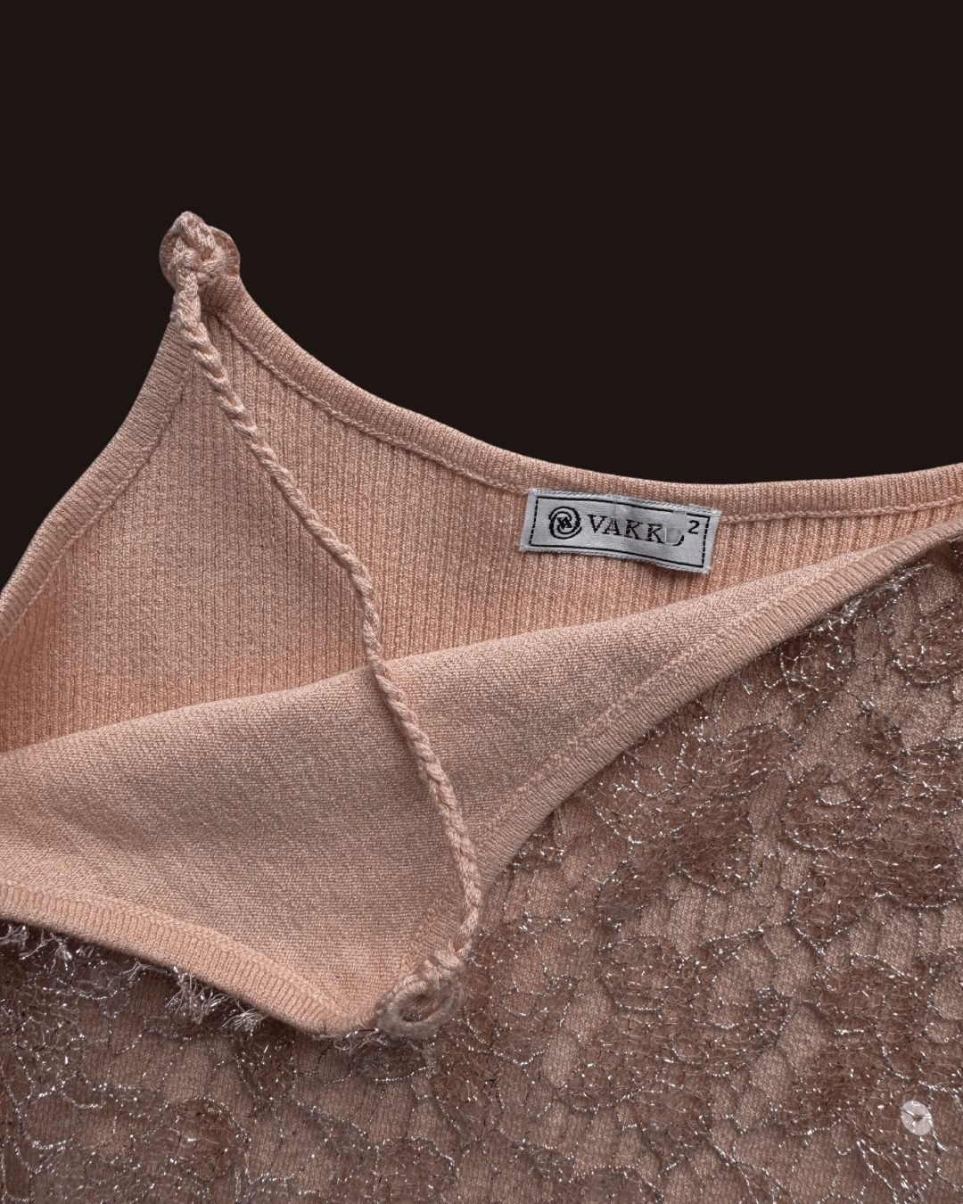 Vakko Lace Sequined Strap