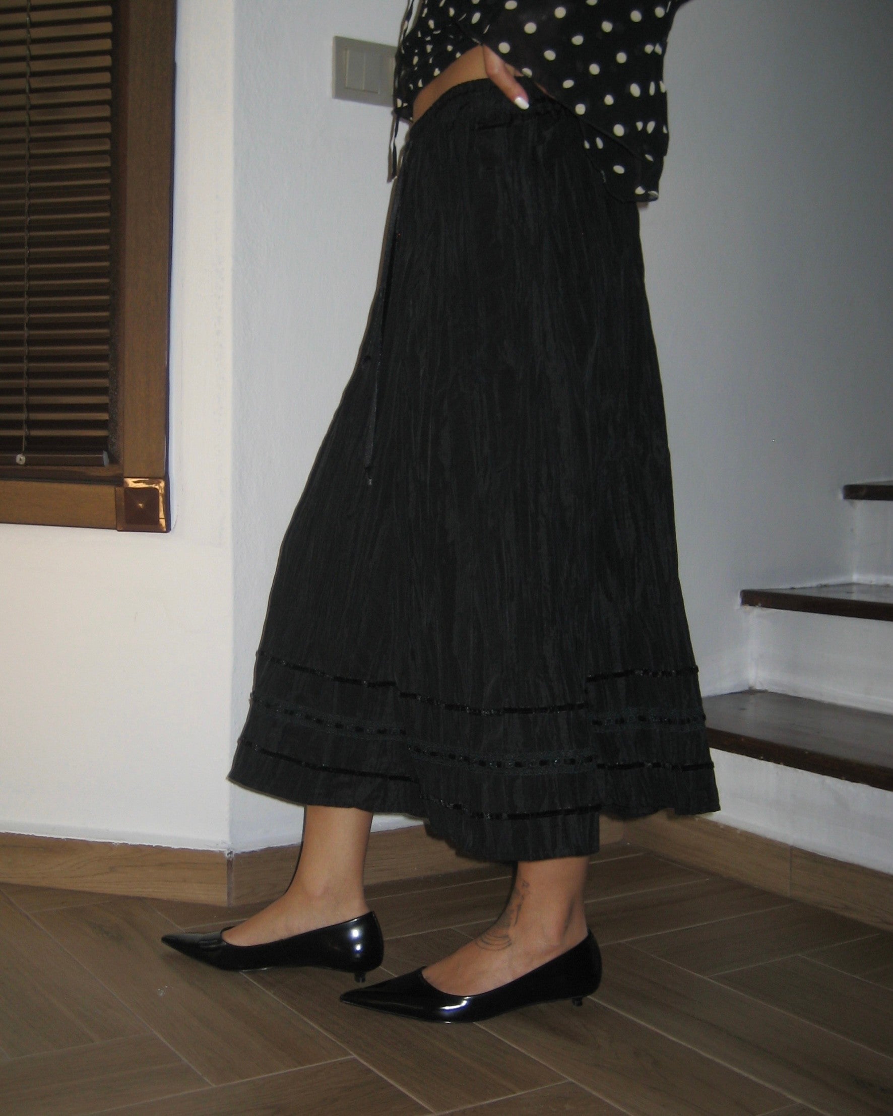 Black Crinkle Skirt