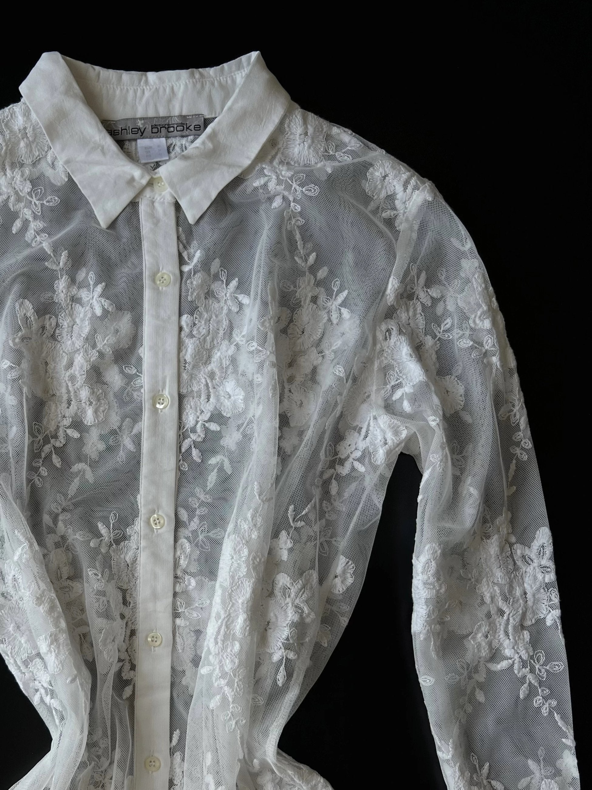 Lace Detailed Transparent Shirt