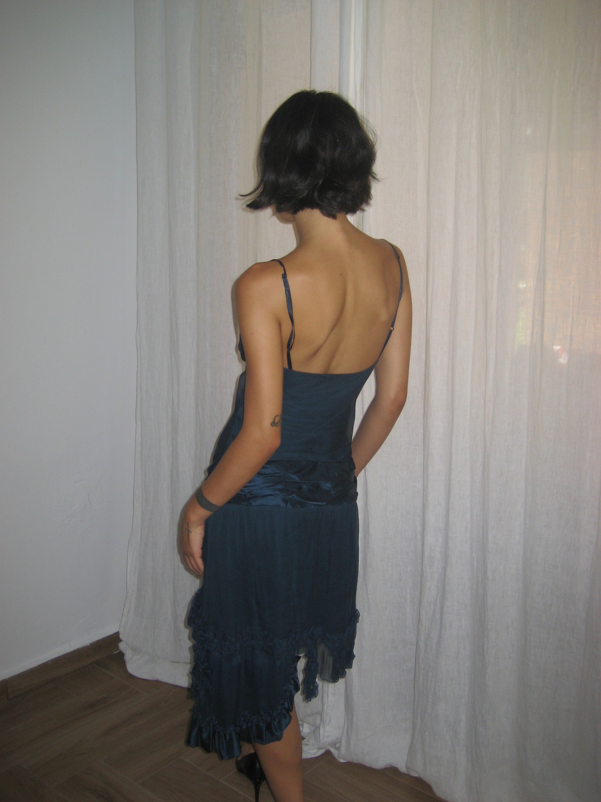 Navy Blue Silk Dress