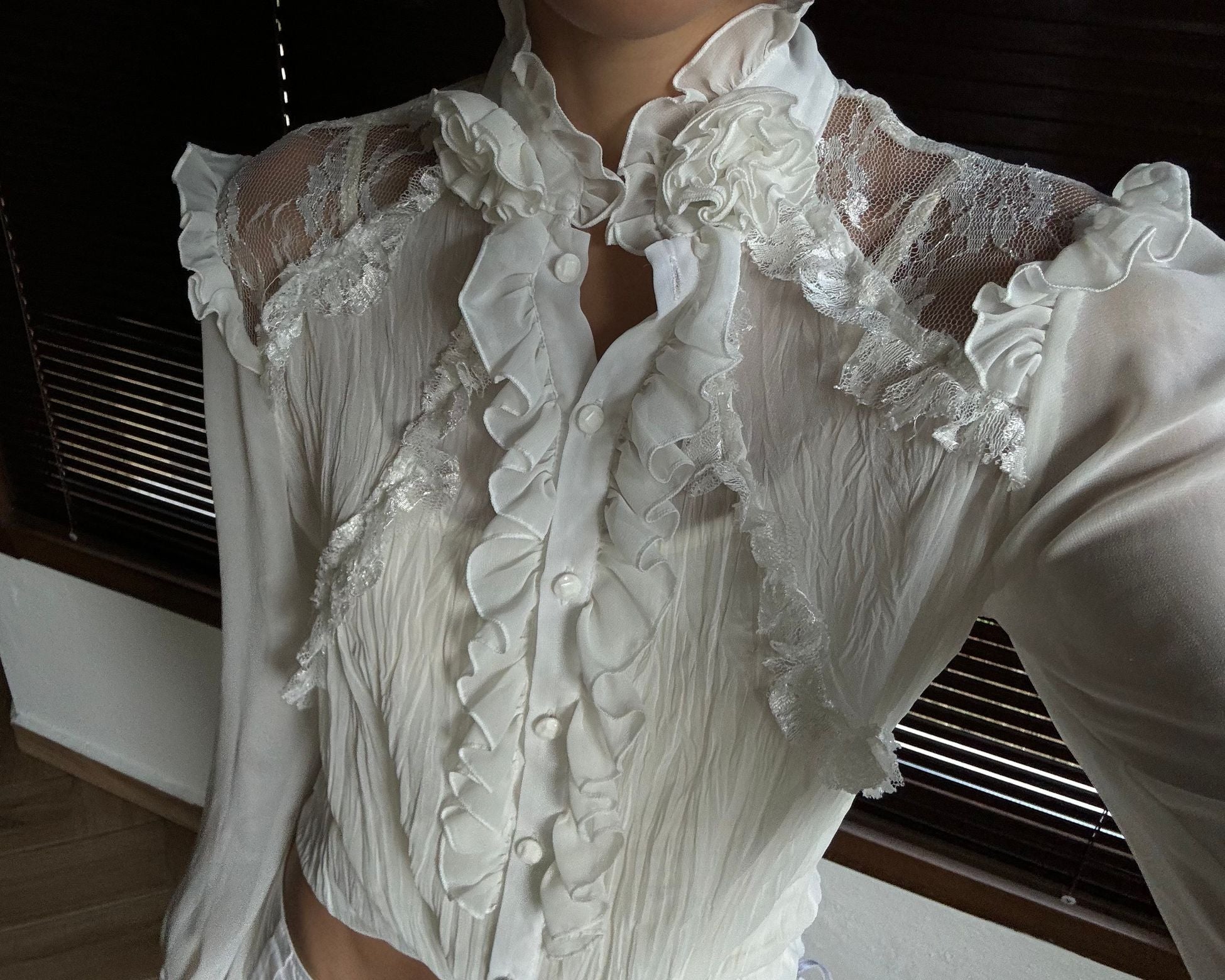 Lace Detailed Chiffon Shirt