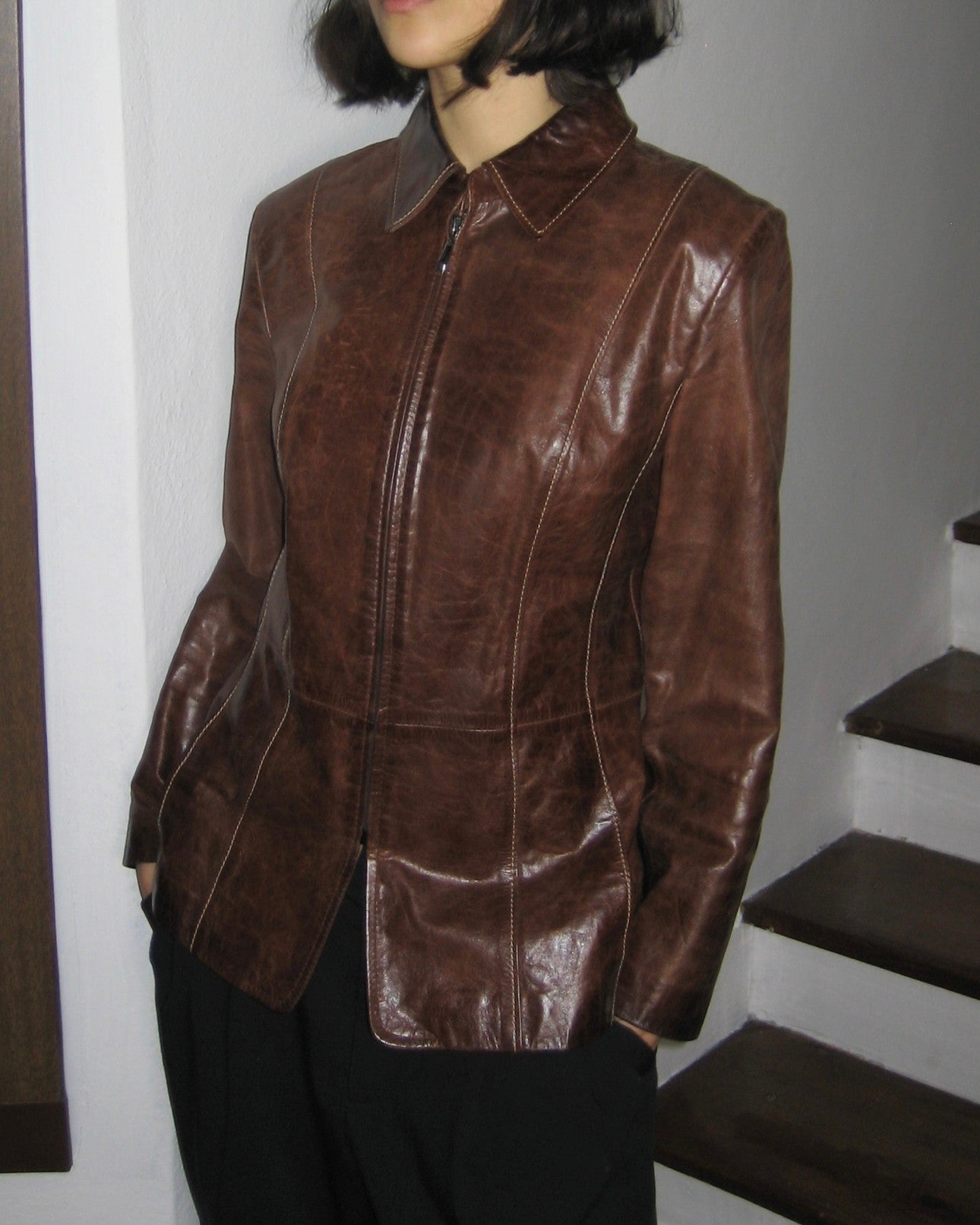 Derimod Brown Leather Jacket