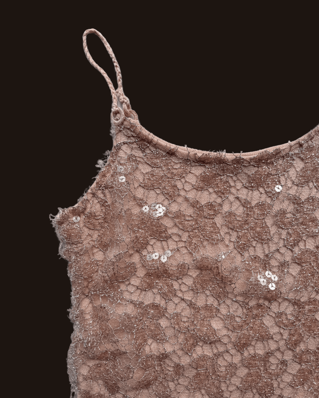 Vakko Lace Sequined Strap