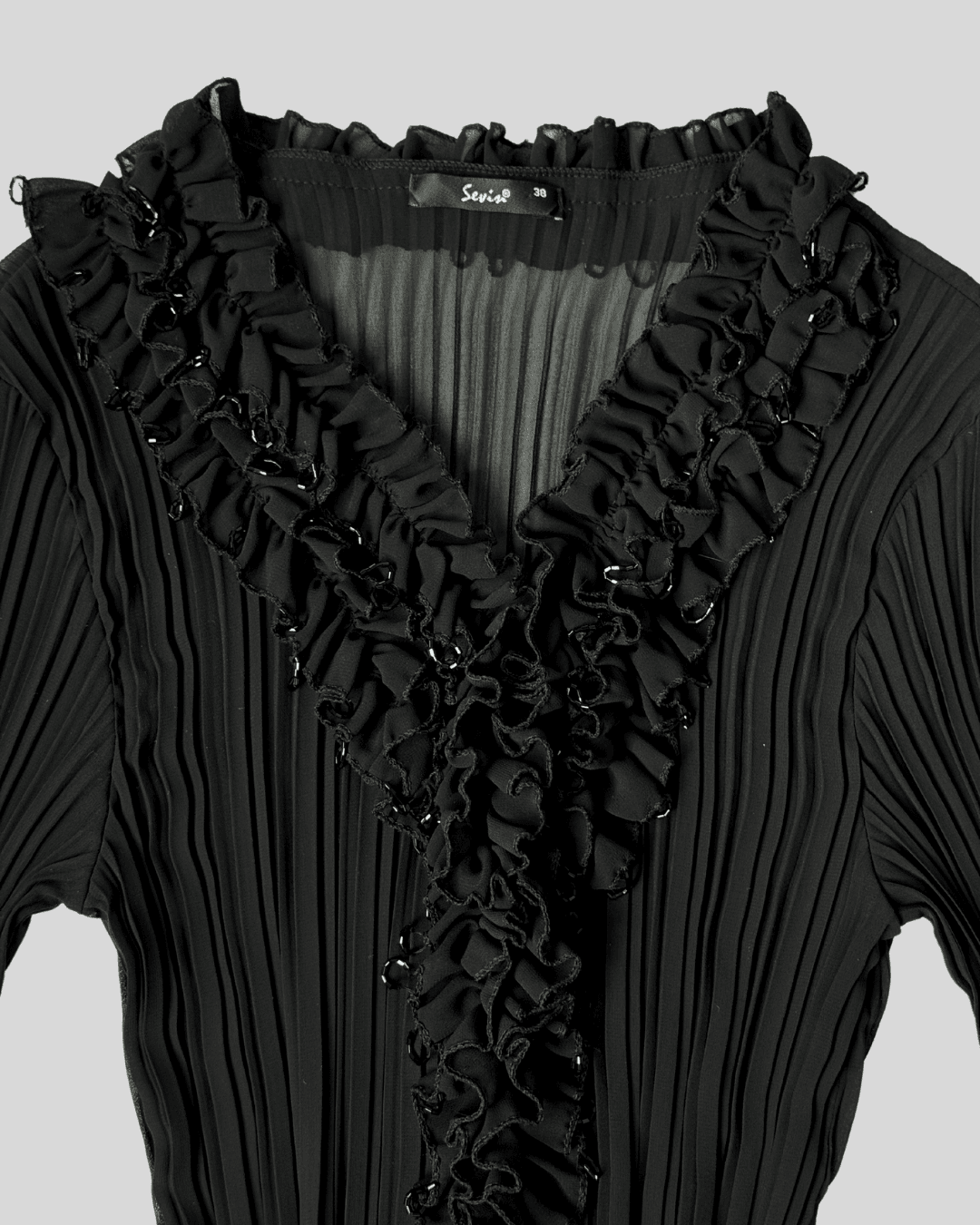 Black Blouse with Collar Detail