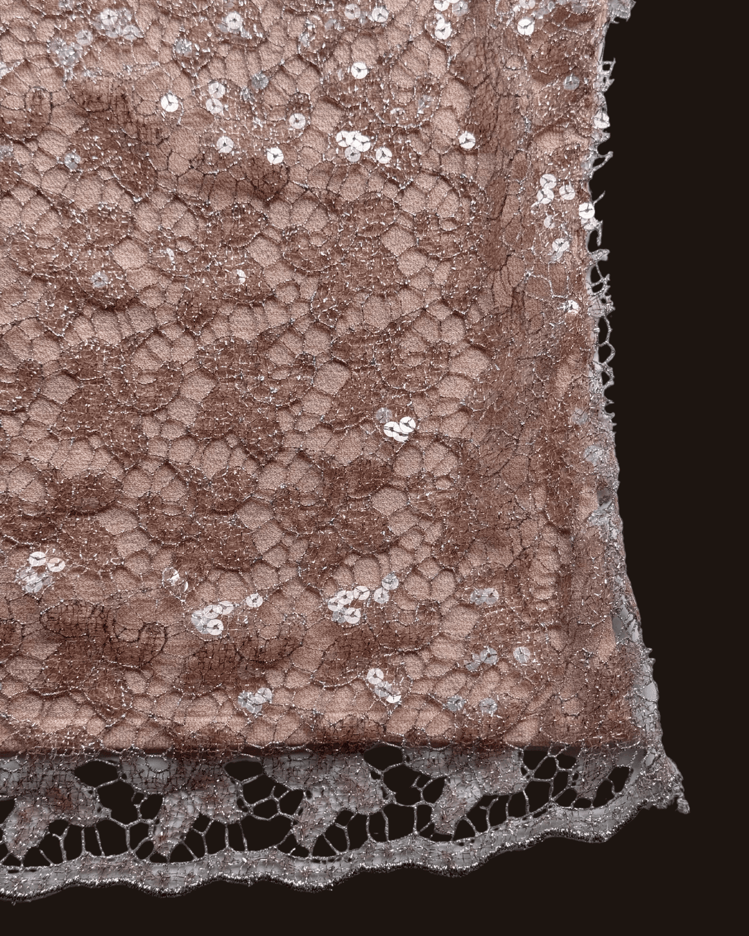 Vakko Lace Sequined Strap