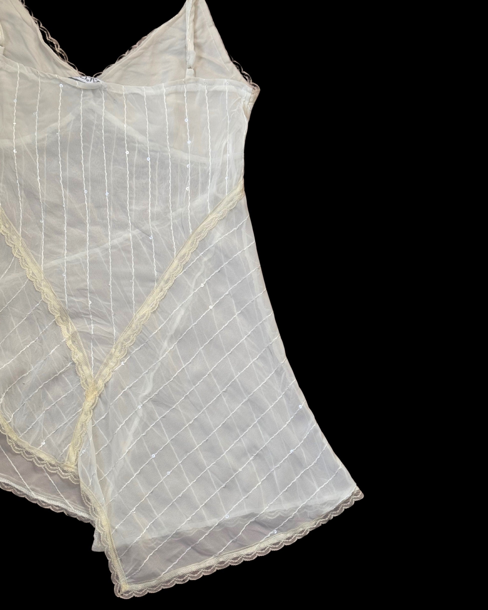 Asymmetrical Cut Strap Tulle Blouse