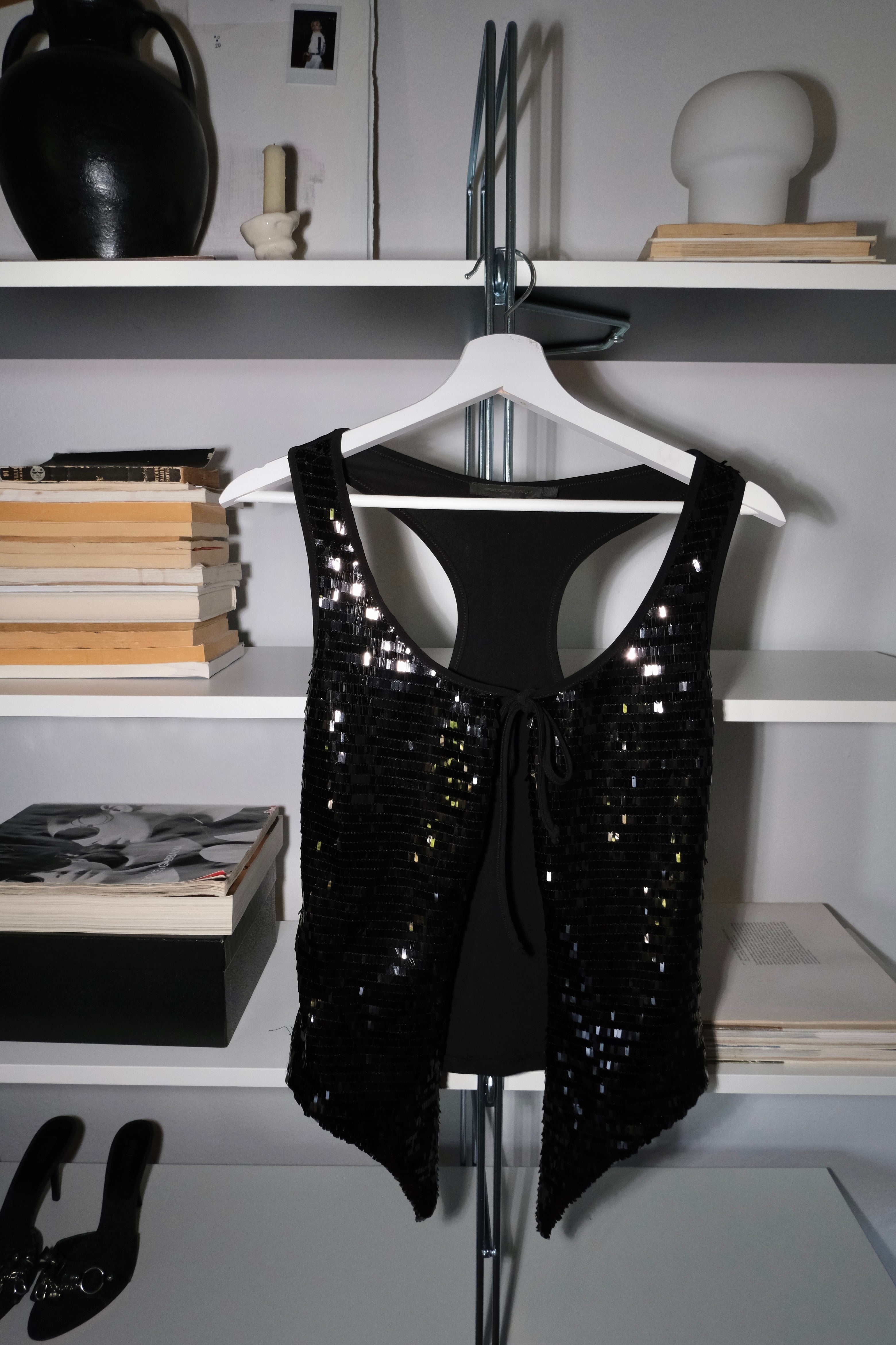 Sequined Tie Vest
