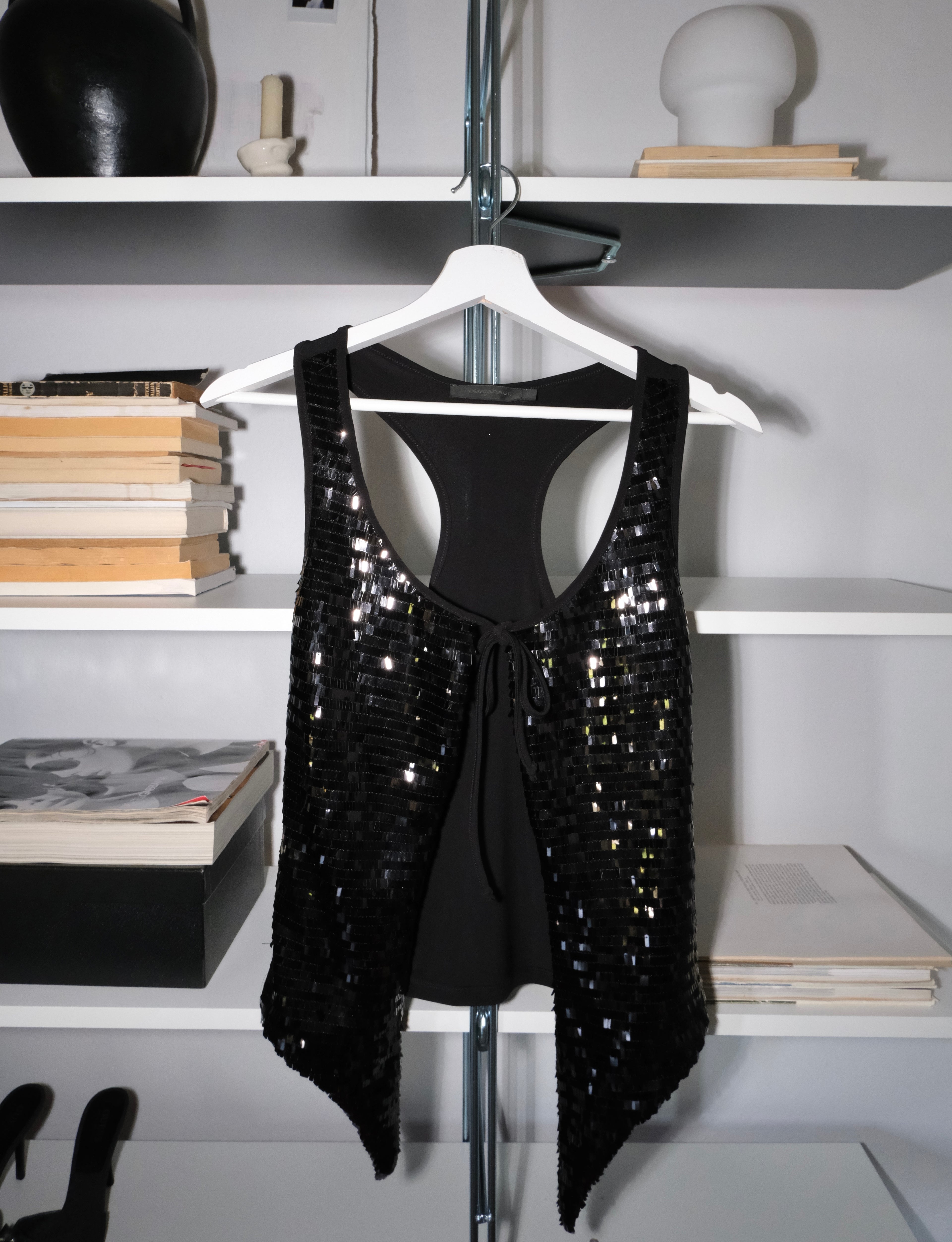 Sequined Tie Vest