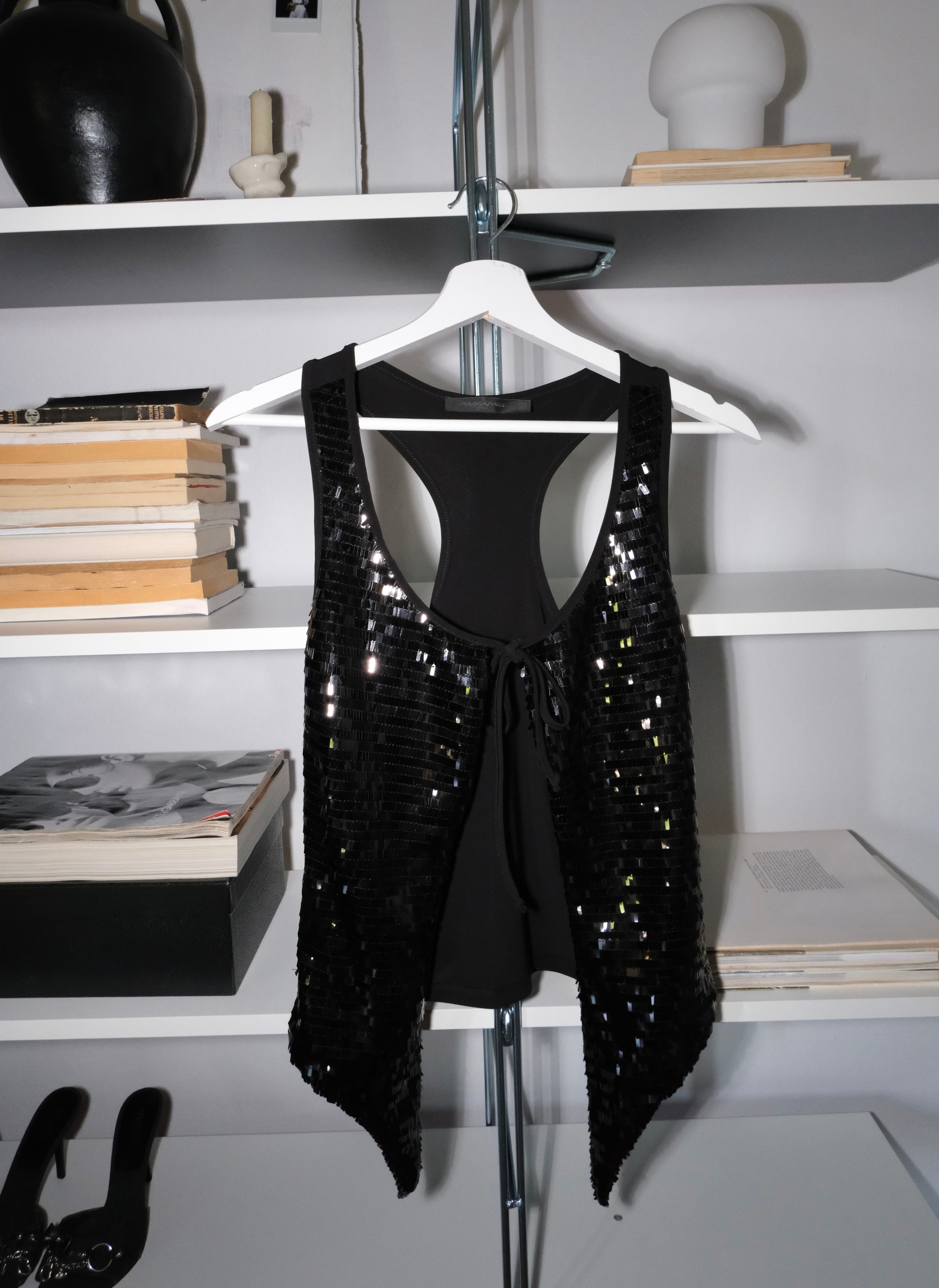 Sequined Tie Vest