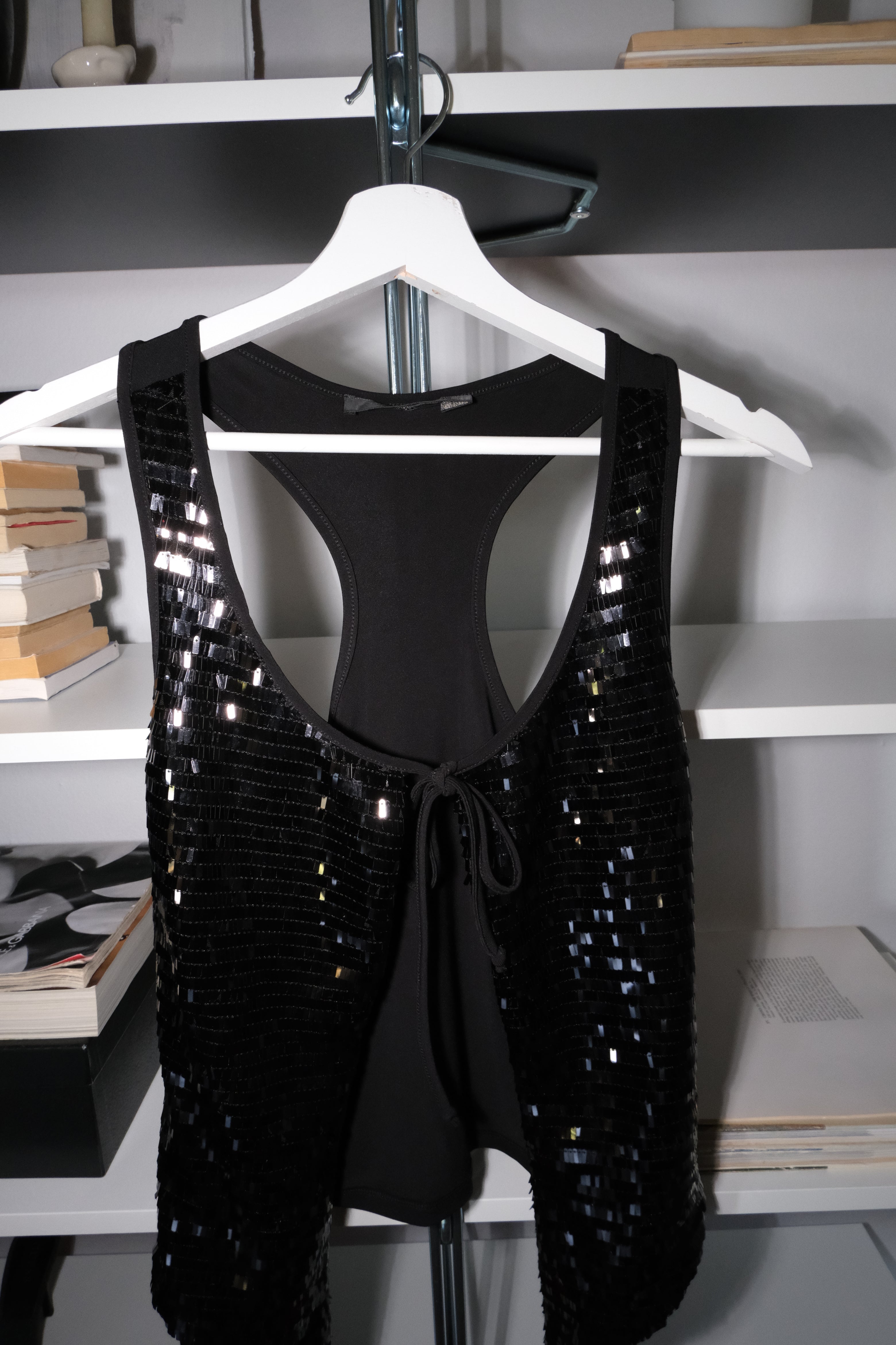 Sequined Tie Vest