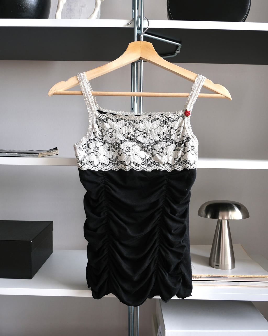 Lace-Detailed Ruched Blouse