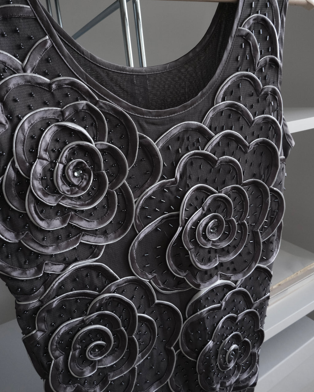 Floral Embroidered Grey Blouse
