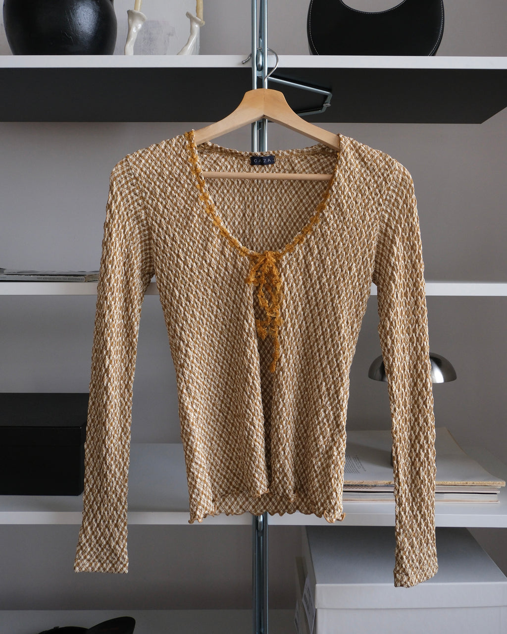 Tie-up Plaid Cardigan