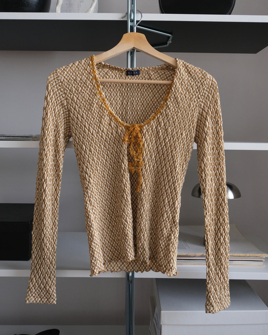 Tie-up Plaid Cardigan