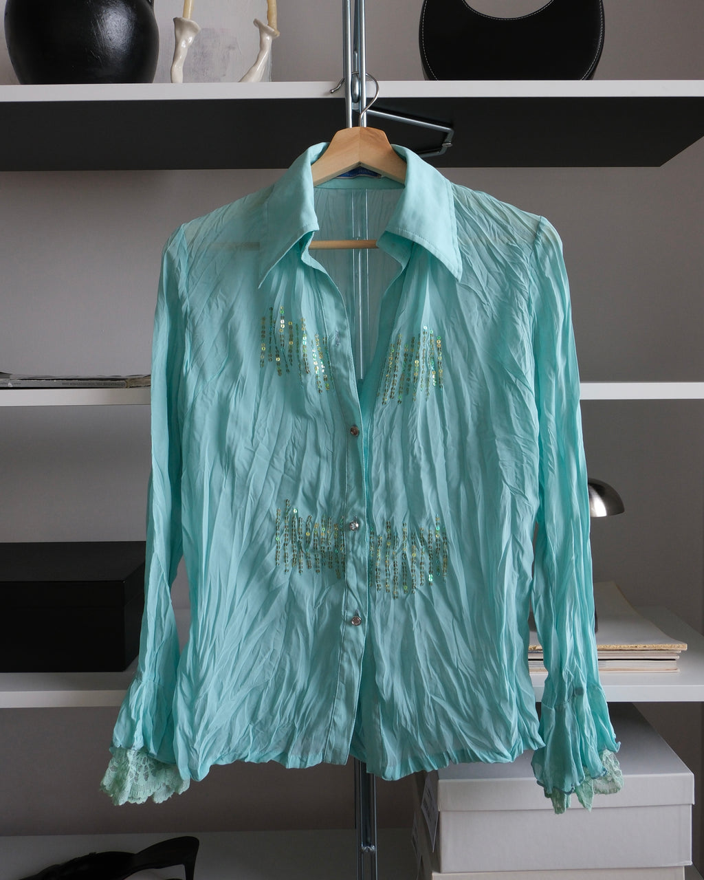 Turquoise Chiffon Shirt