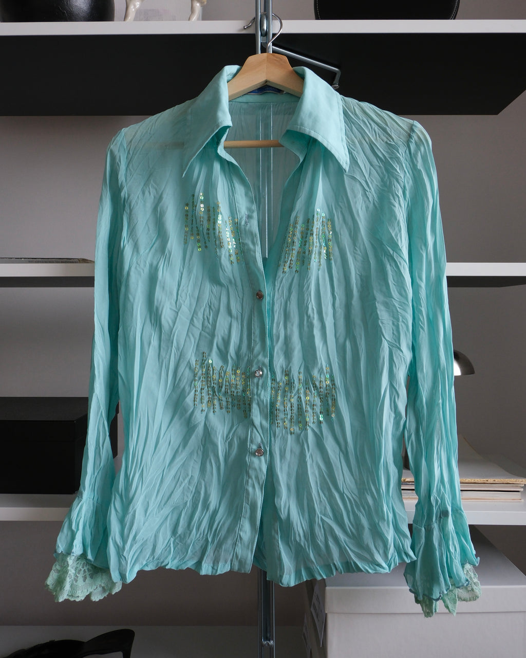 Turquoise Chiffon Shirt