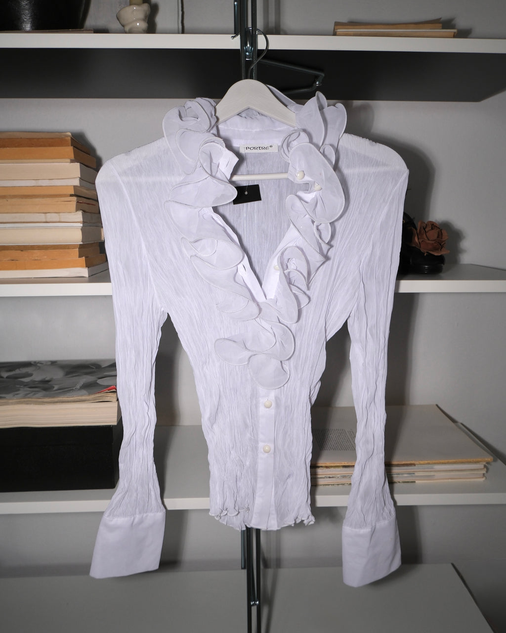 White Shirt with Collar Detail