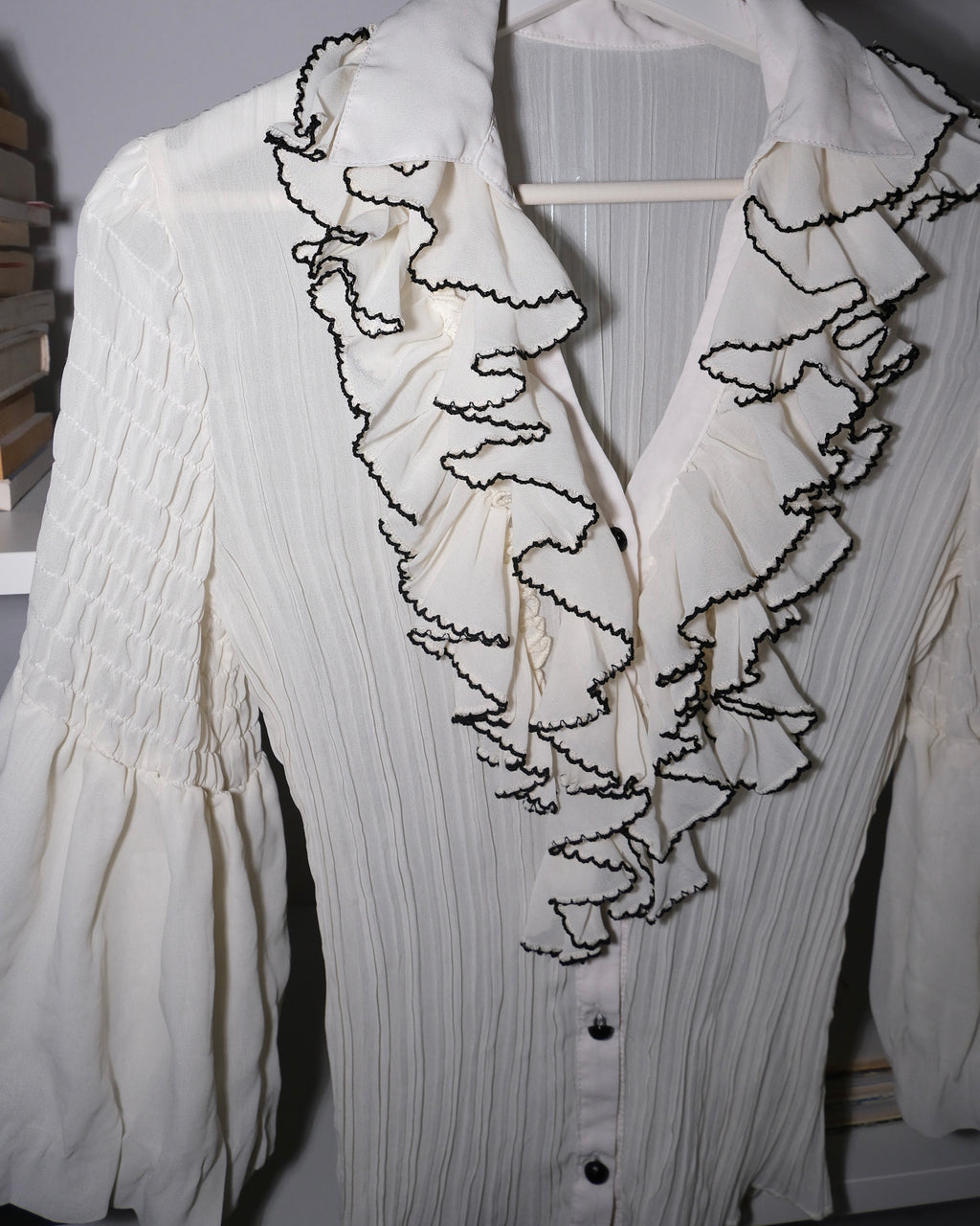 Cream Shirt with Collar Detail