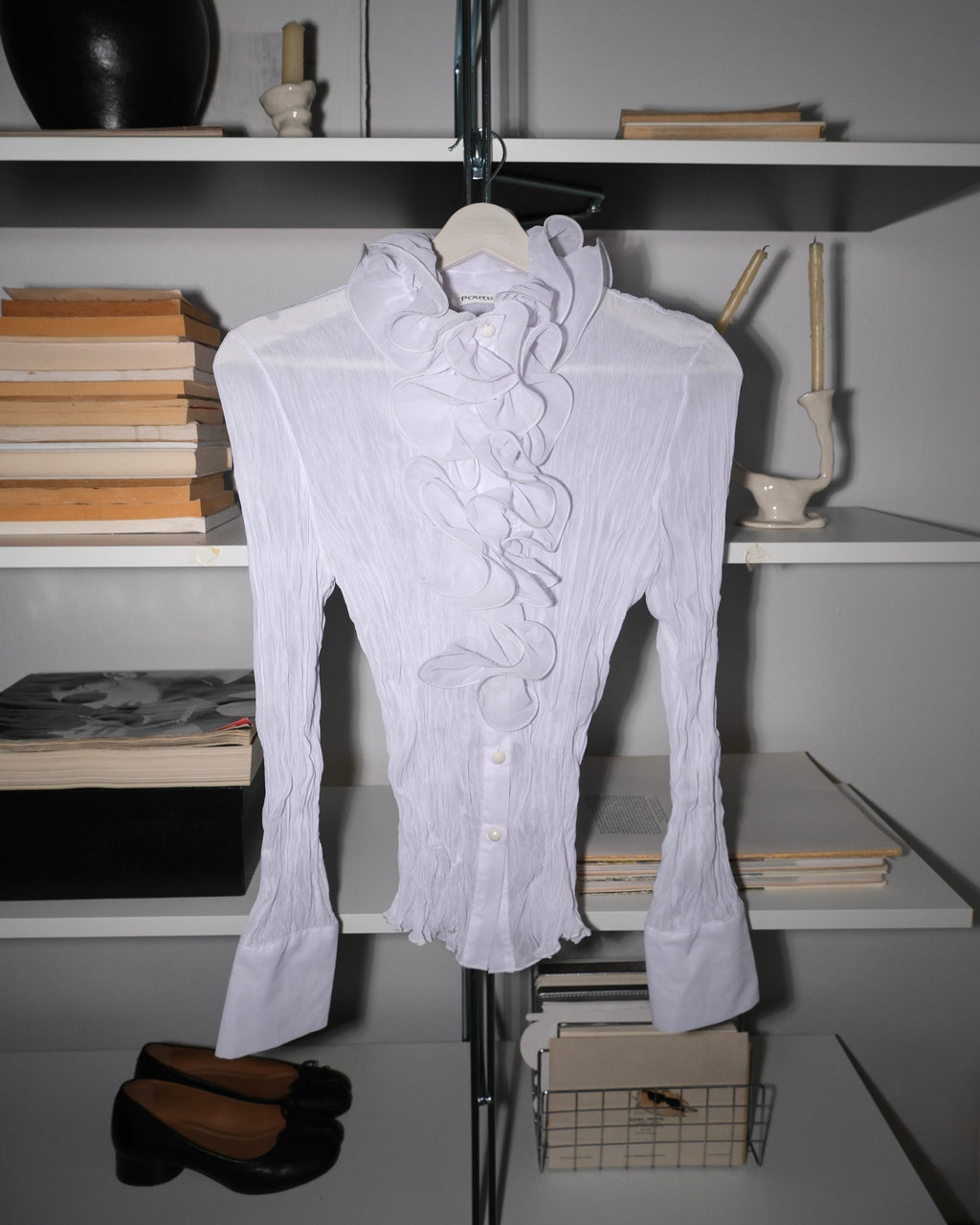 White Shirt with Collar Detail