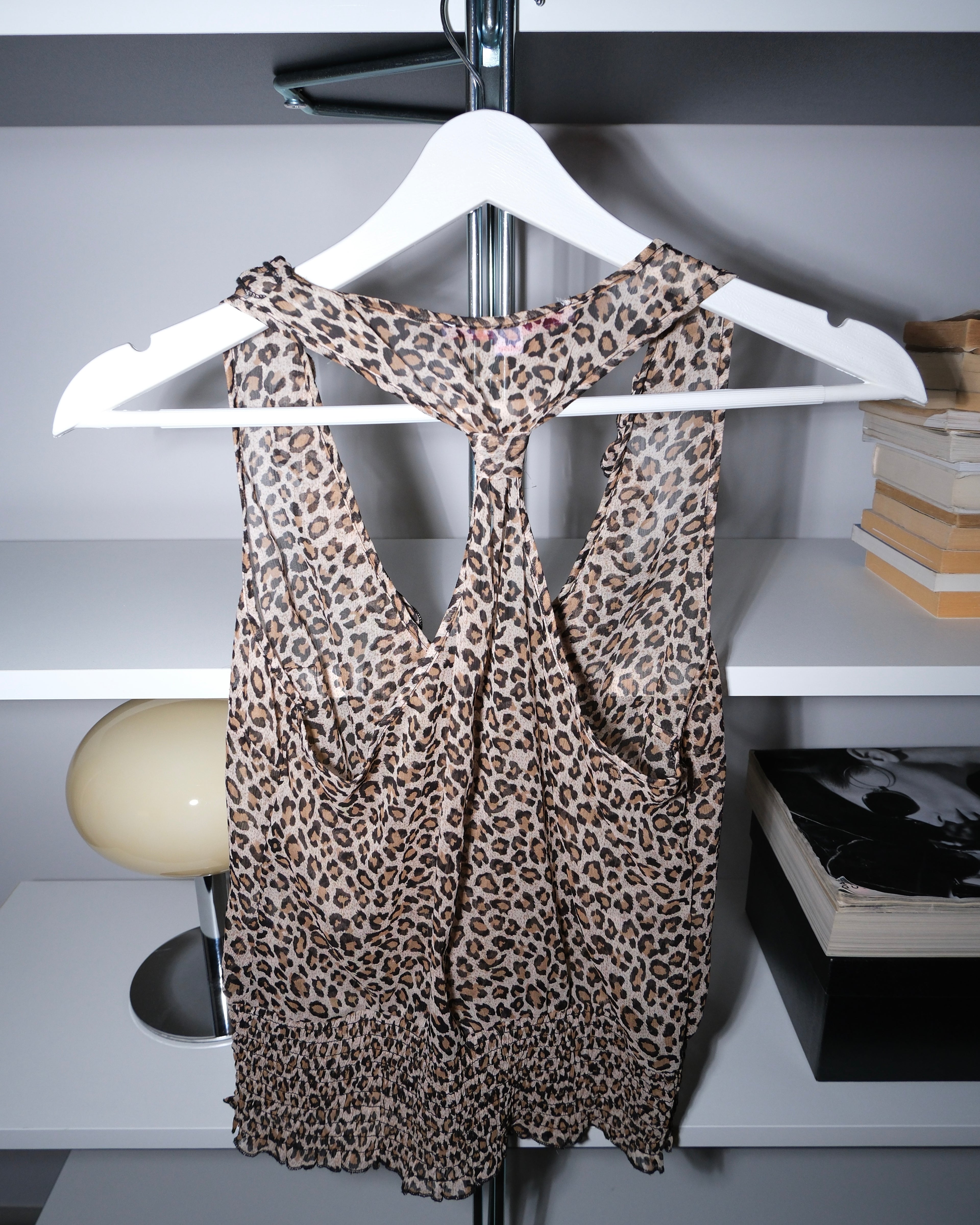 Leopard Print Transparent Blouse
