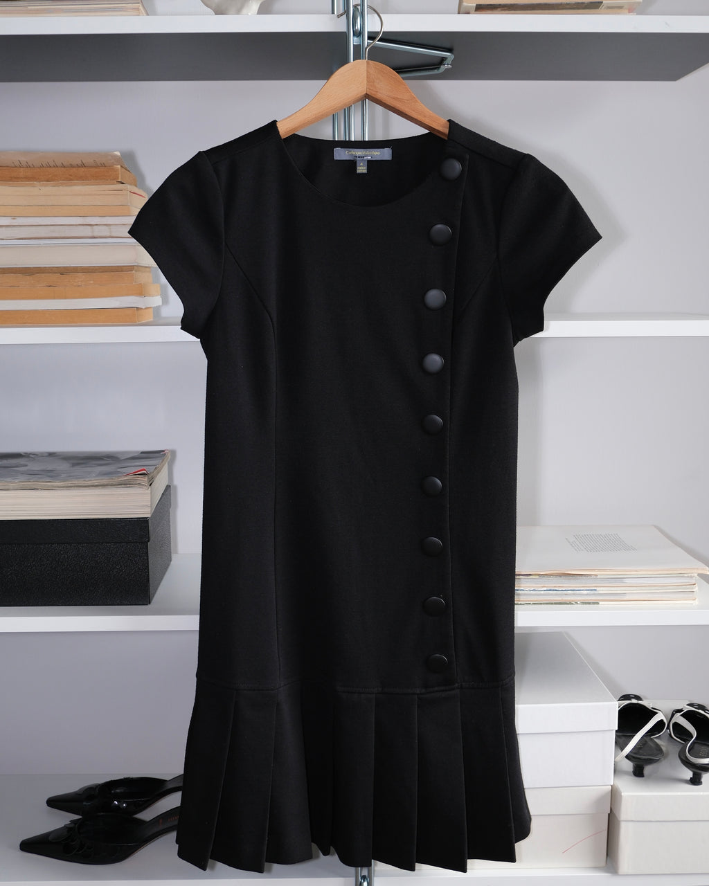 Button Detail Pleated Dress