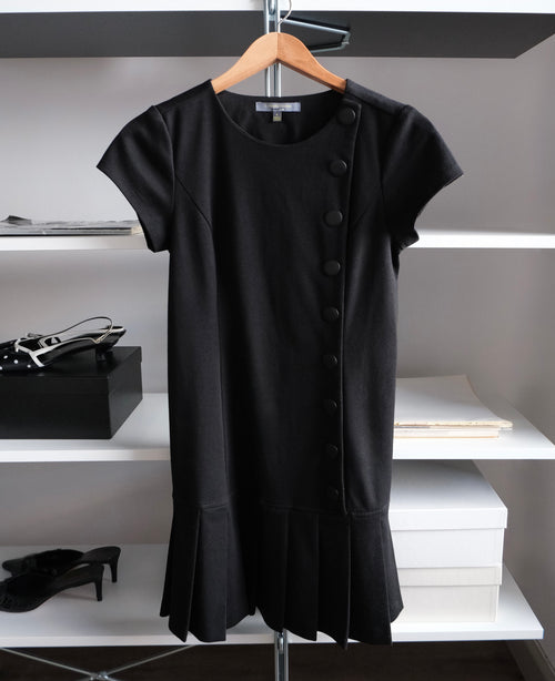 Button Detail Pleated Dress
