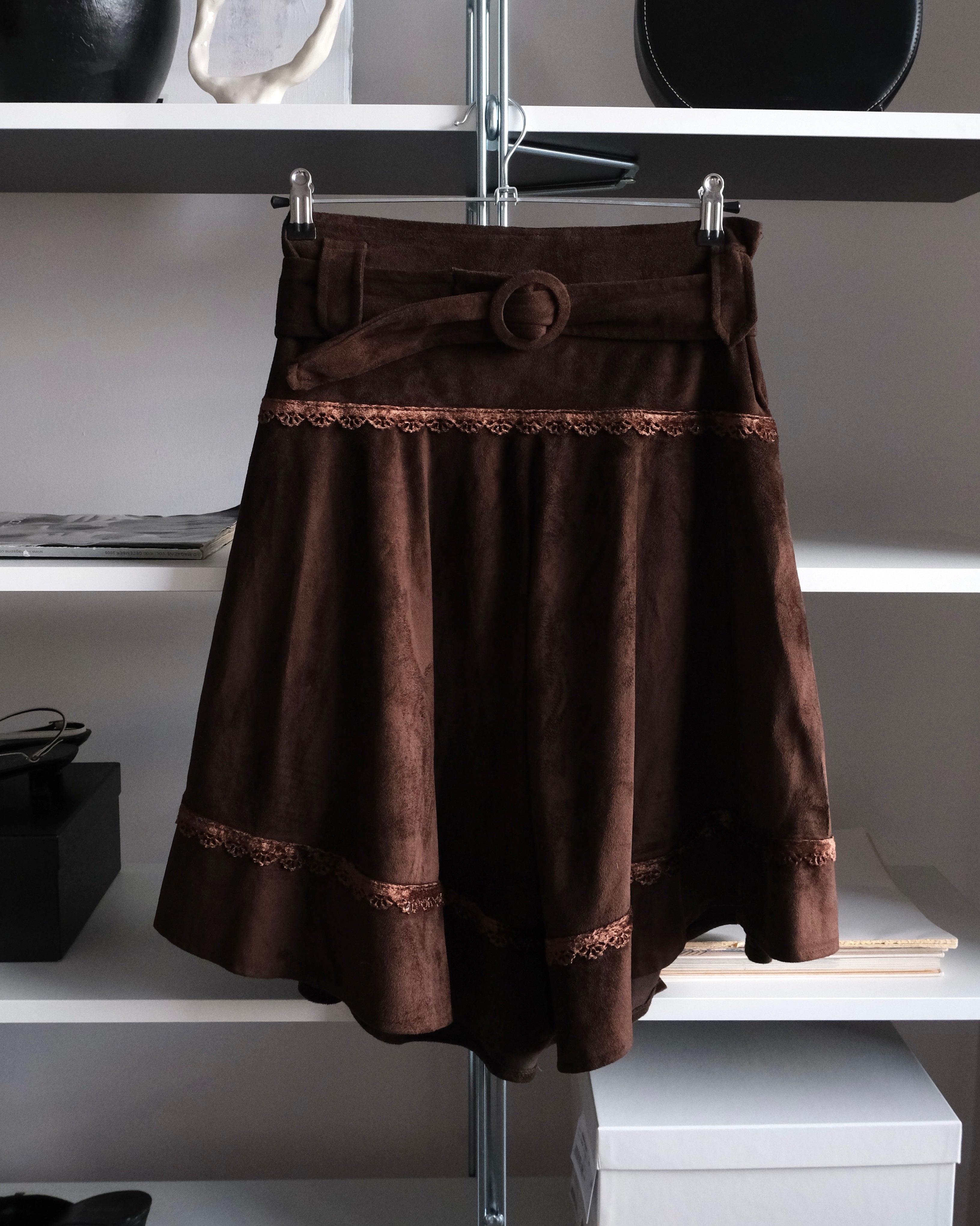 Belted Suede Skirt