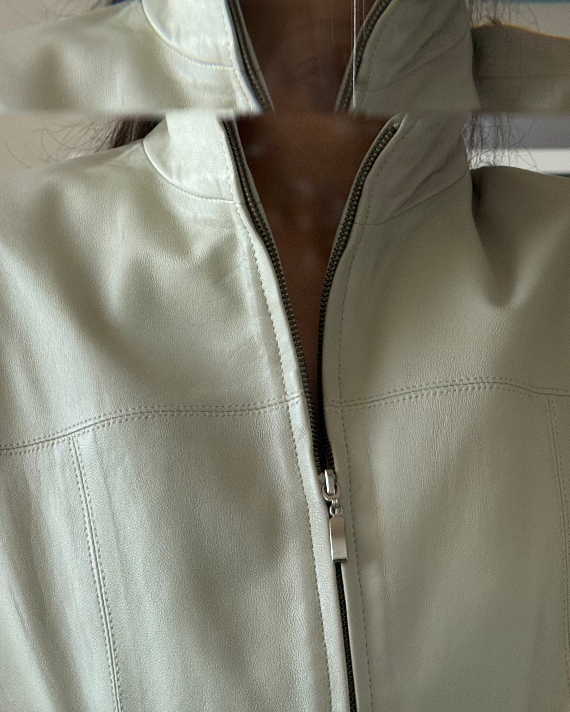 Stone Color Leather Jacket