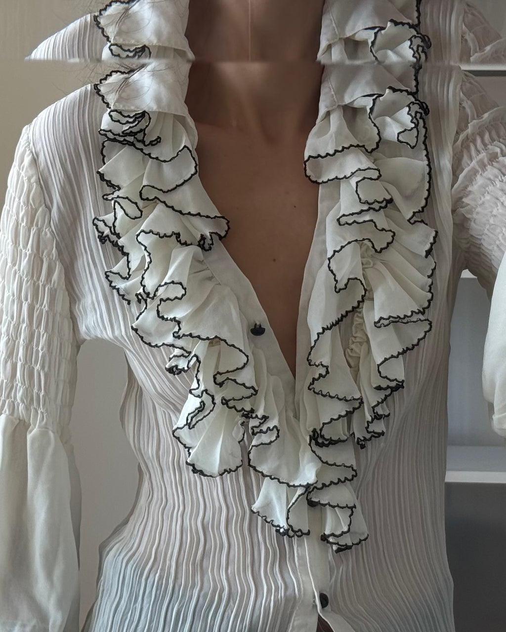 Cream Shirt with Collar Detail