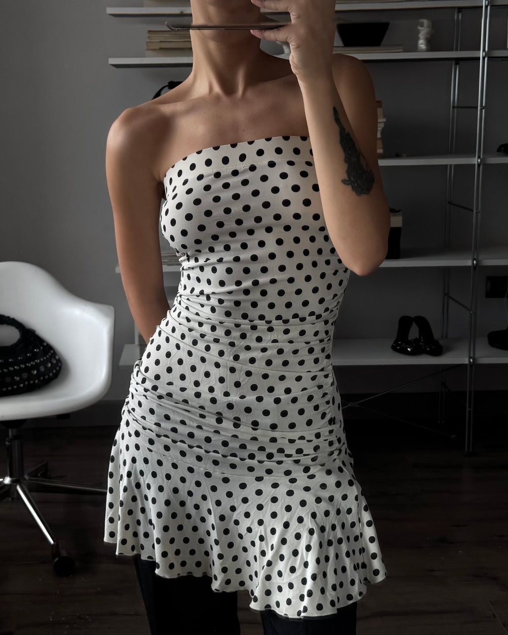 Puantiyeli Straplez Tunik