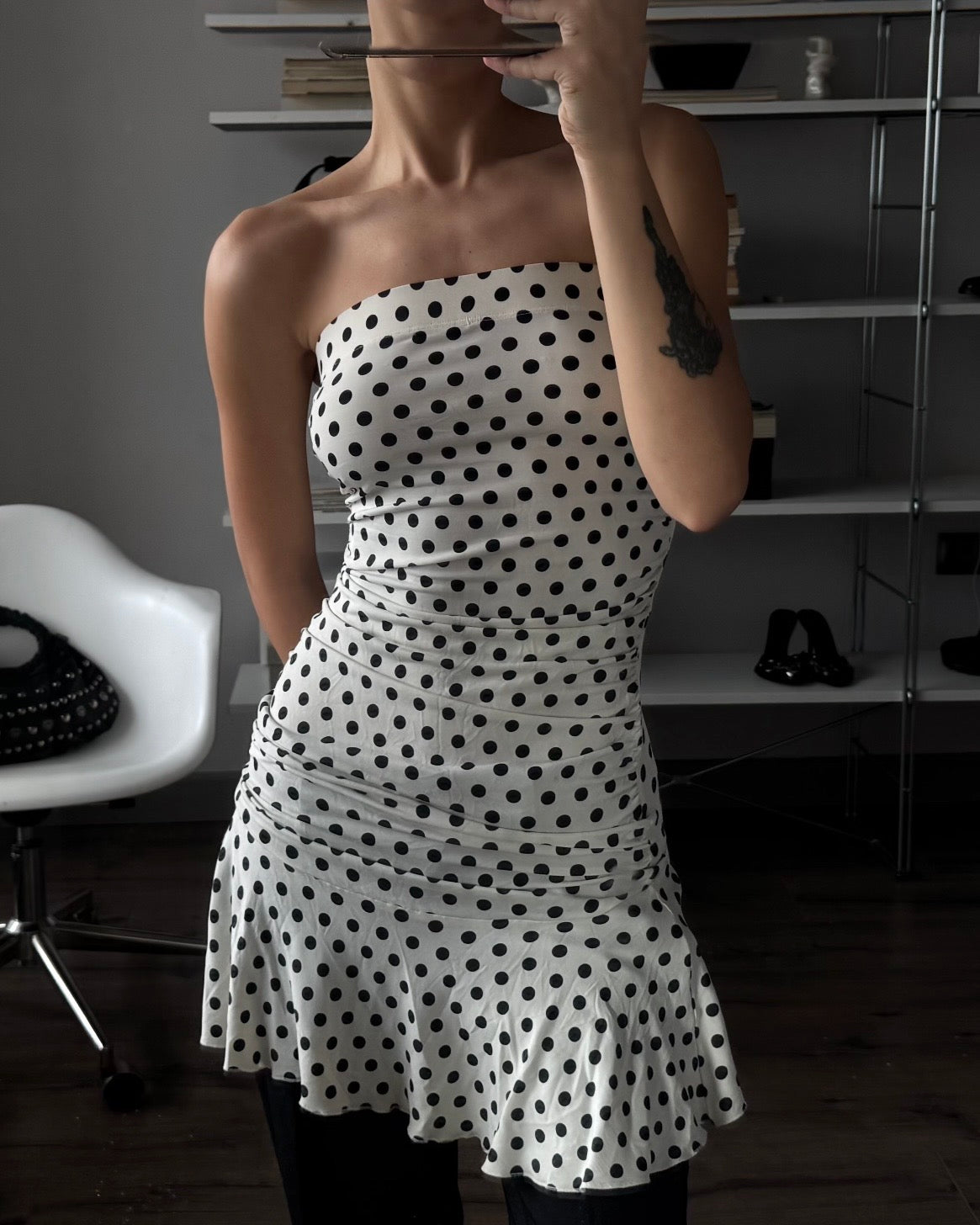 Puantiyeli Straplez Tunik