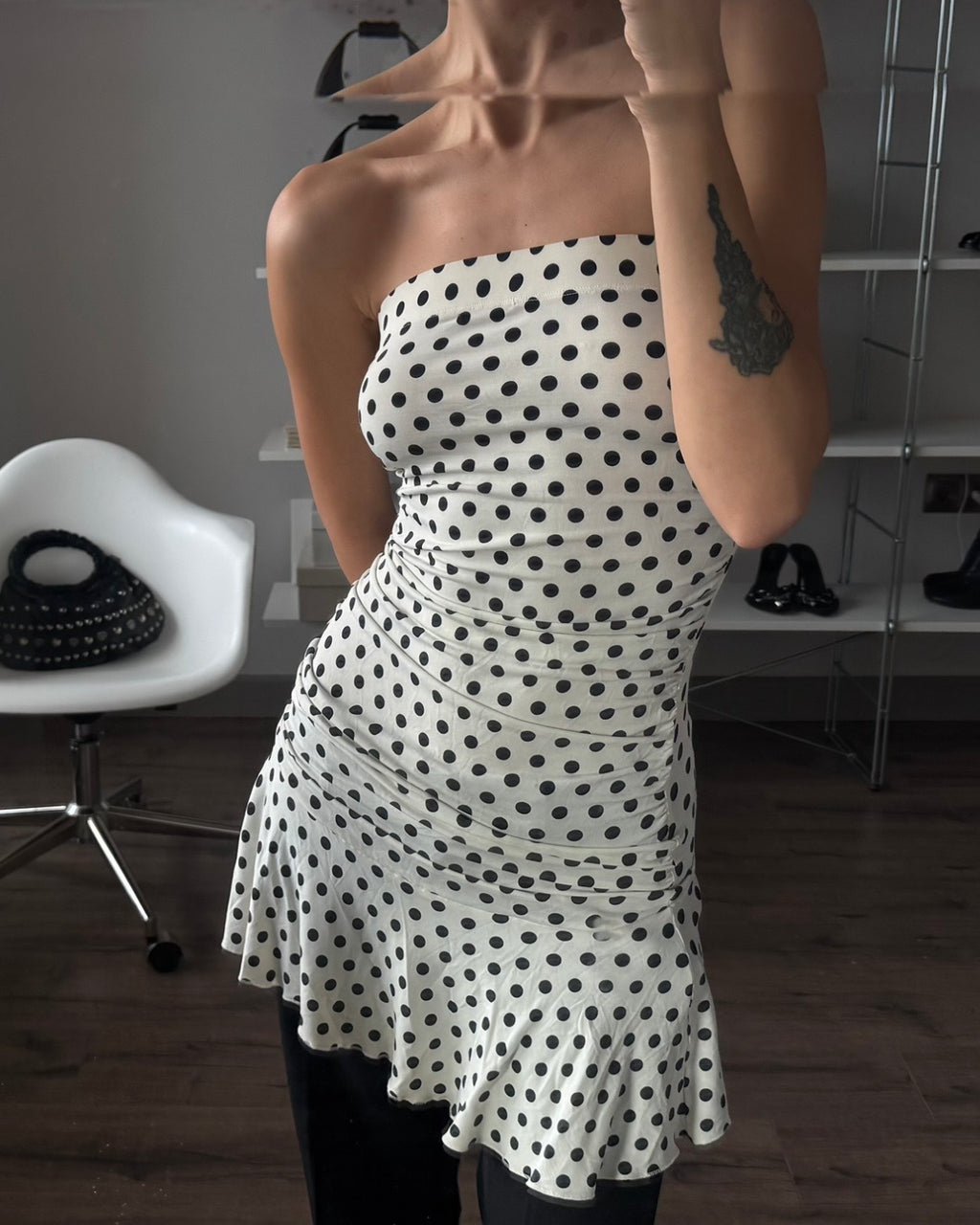 Puantiyeli Straplez Tunik