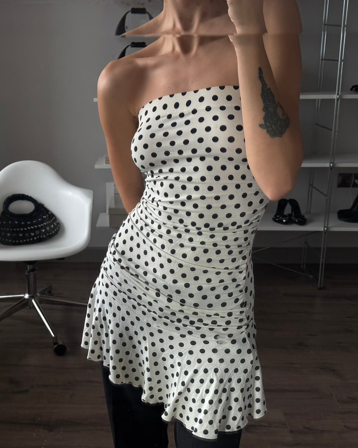 Puantiyeli Straplez Tunik