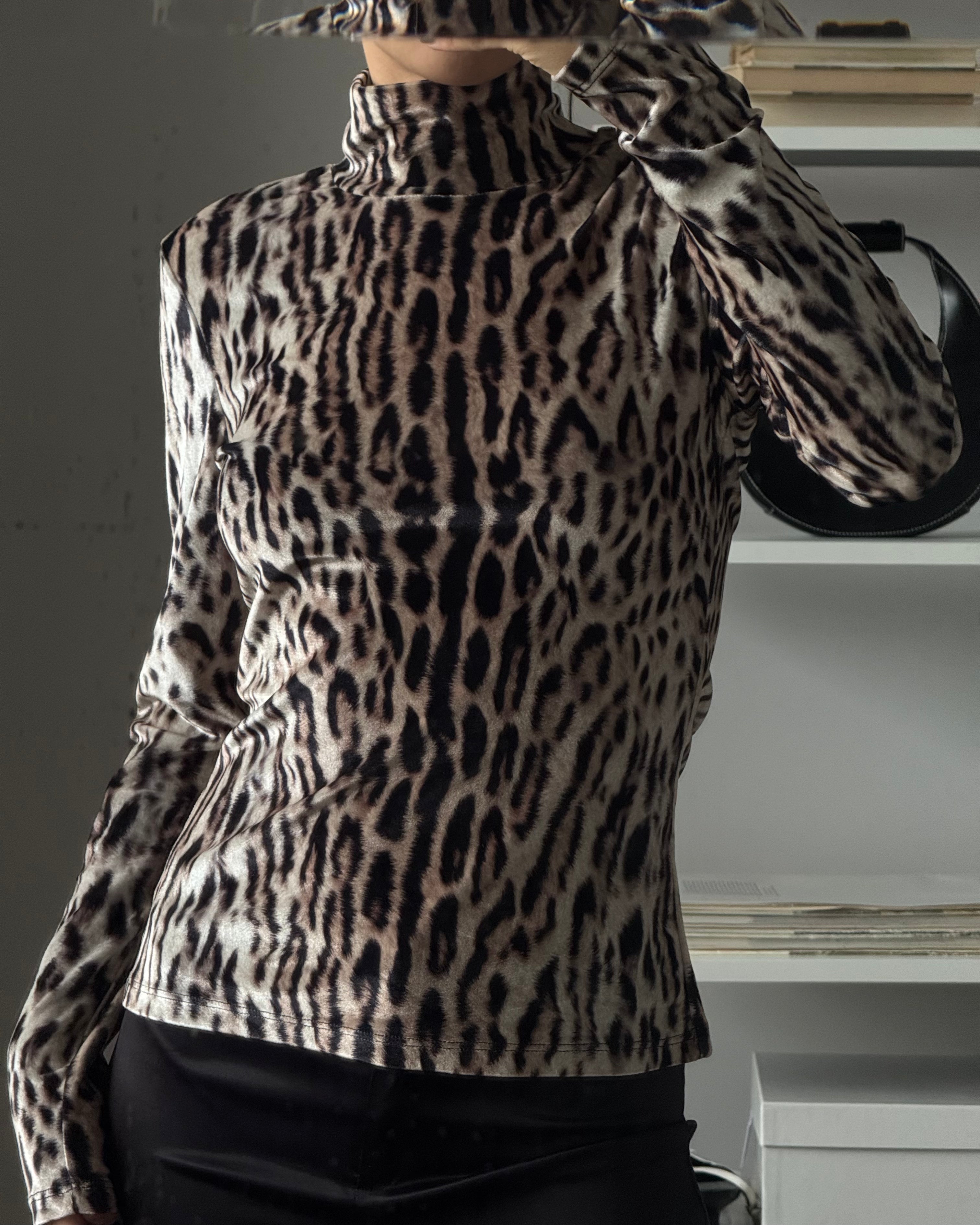 Leopard Print Turtleneck Sweater