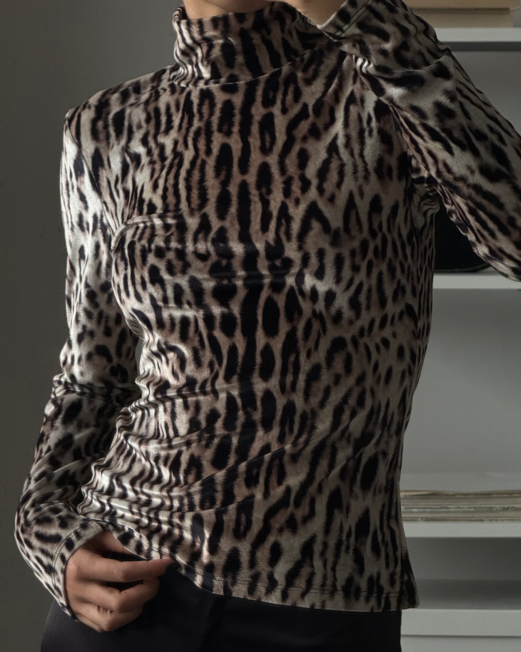 Leopard Print Turtleneck Sweater