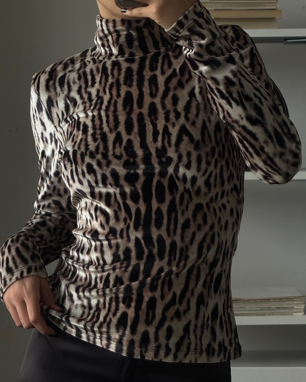 Leopard Print Turtleneck Sweater
