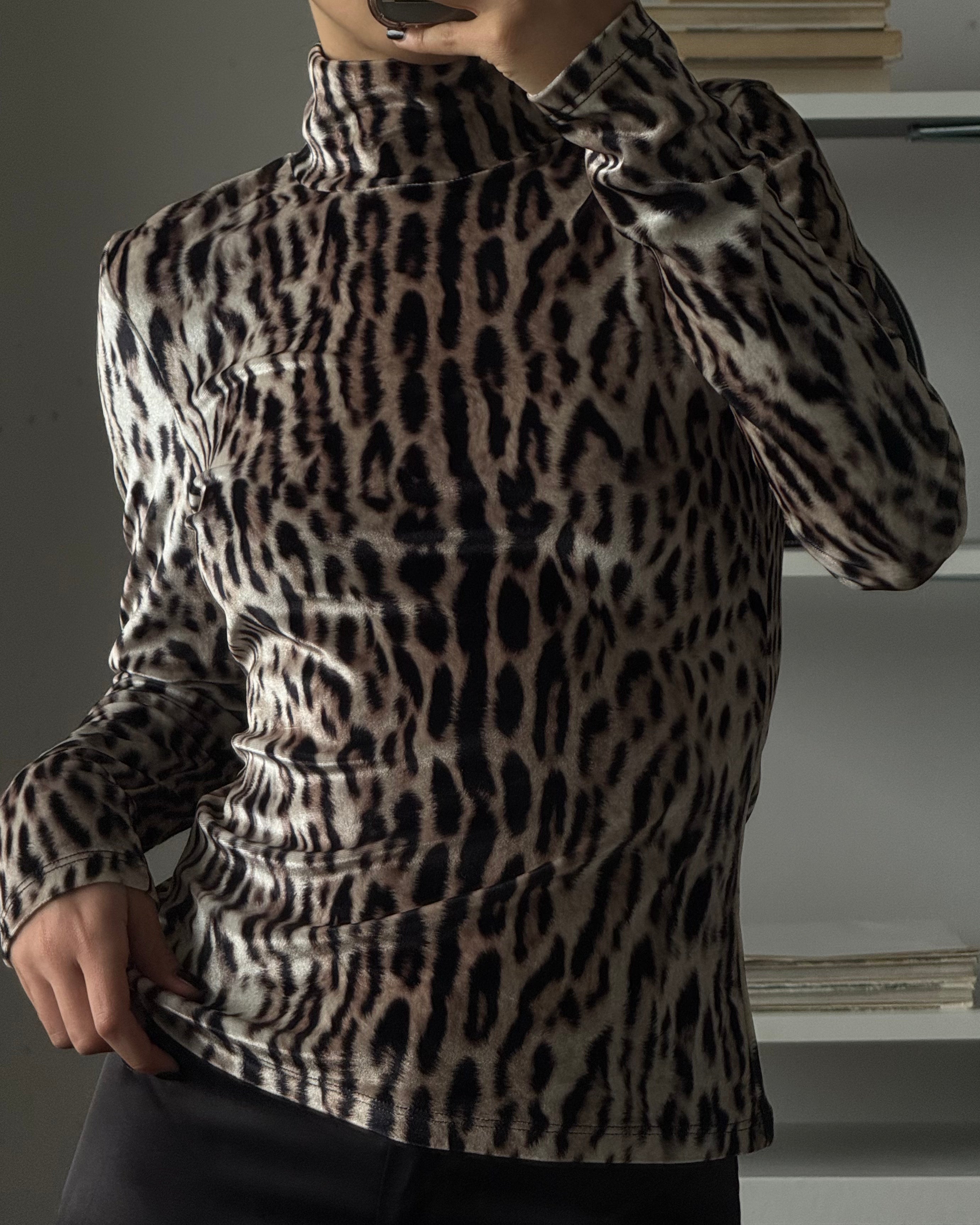 Leopard Print Turtleneck Sweater