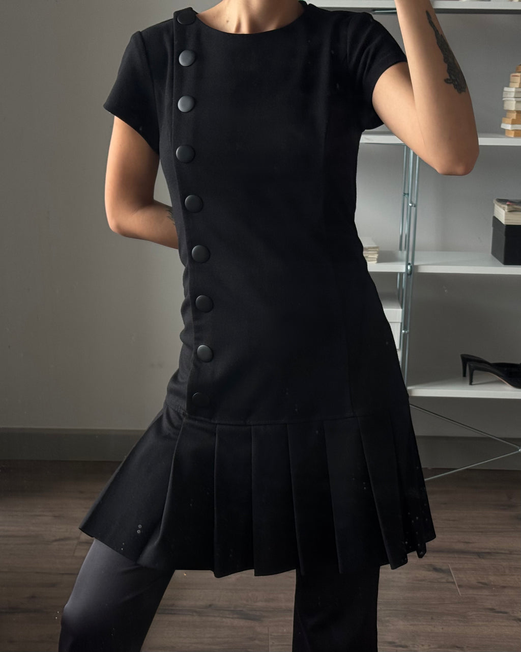 Button Detail Pleated Dress