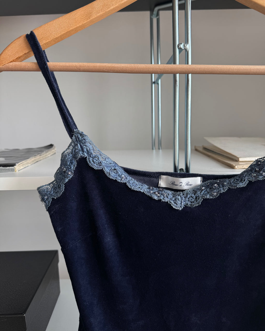 Navy Velvet Blouse