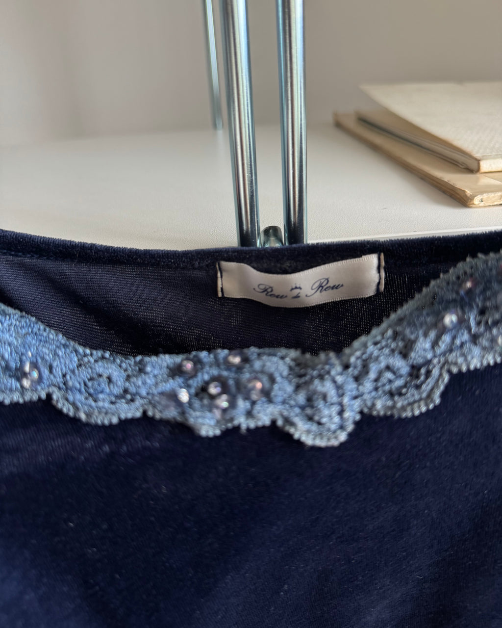 Navy Velvet Blouse