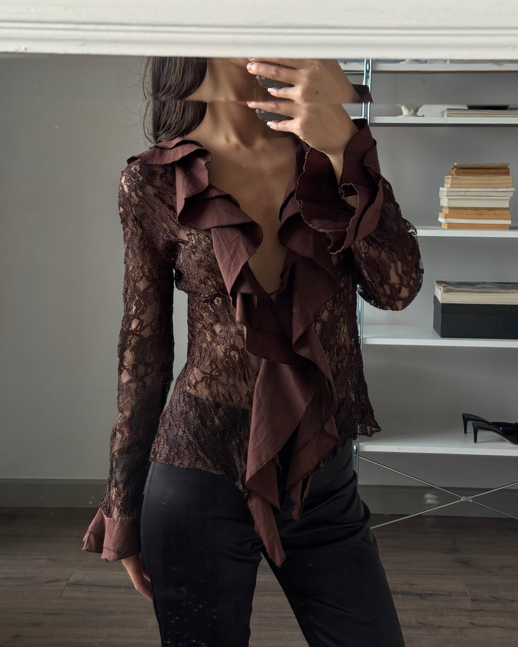 Lace Blouse with Collar Detail