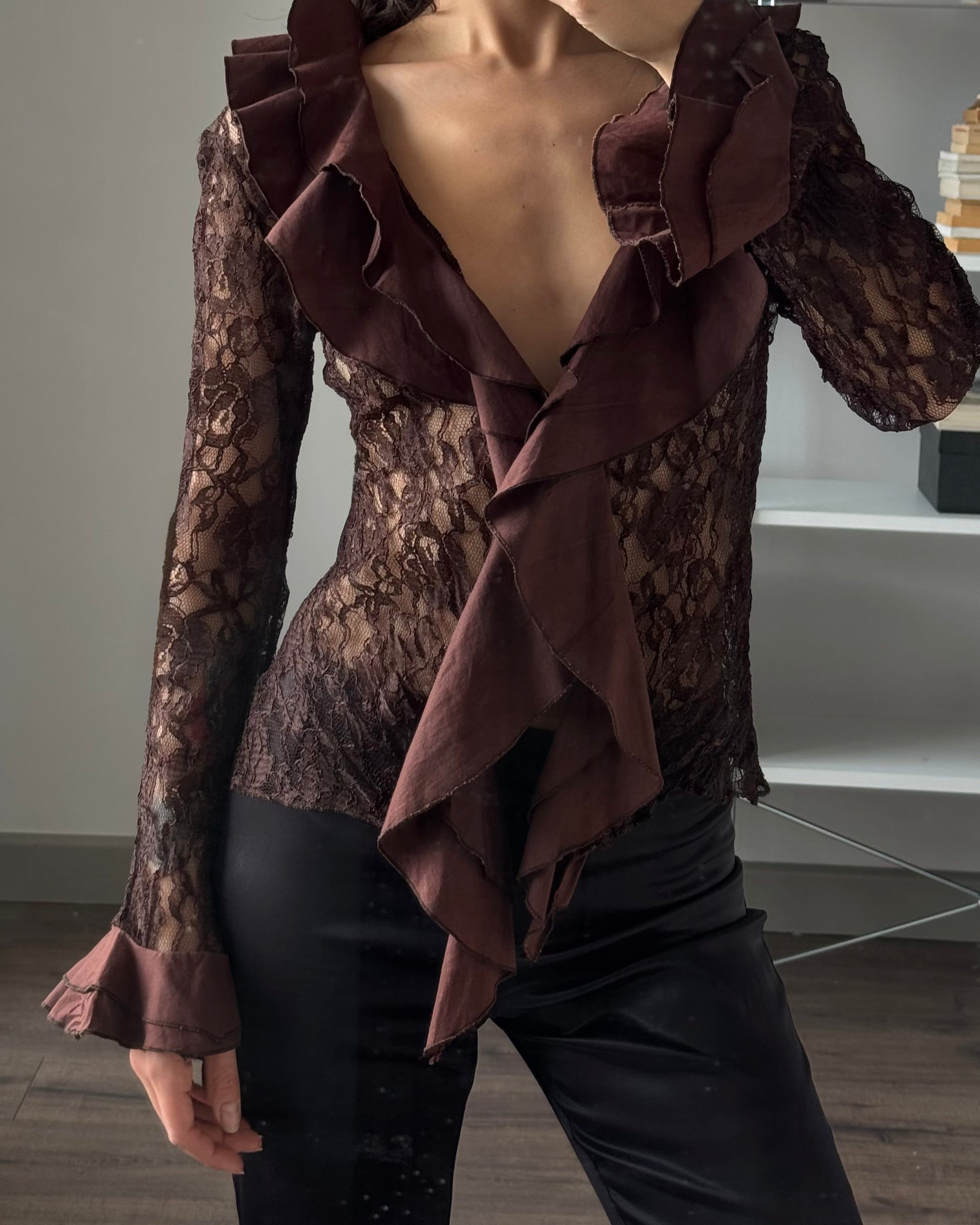 Lace Blouse with Collar Detail