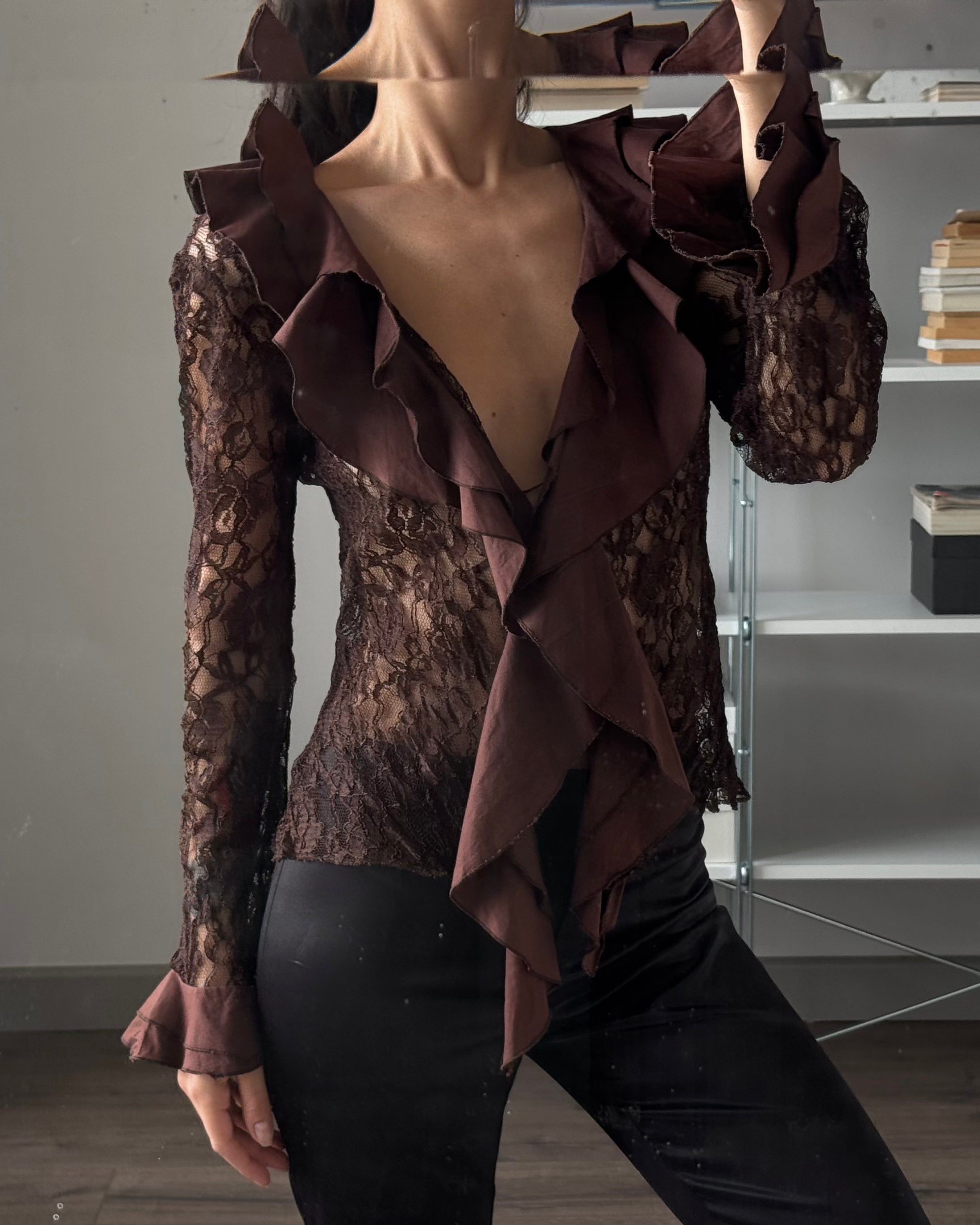 Lace Blouse with Collar Detail