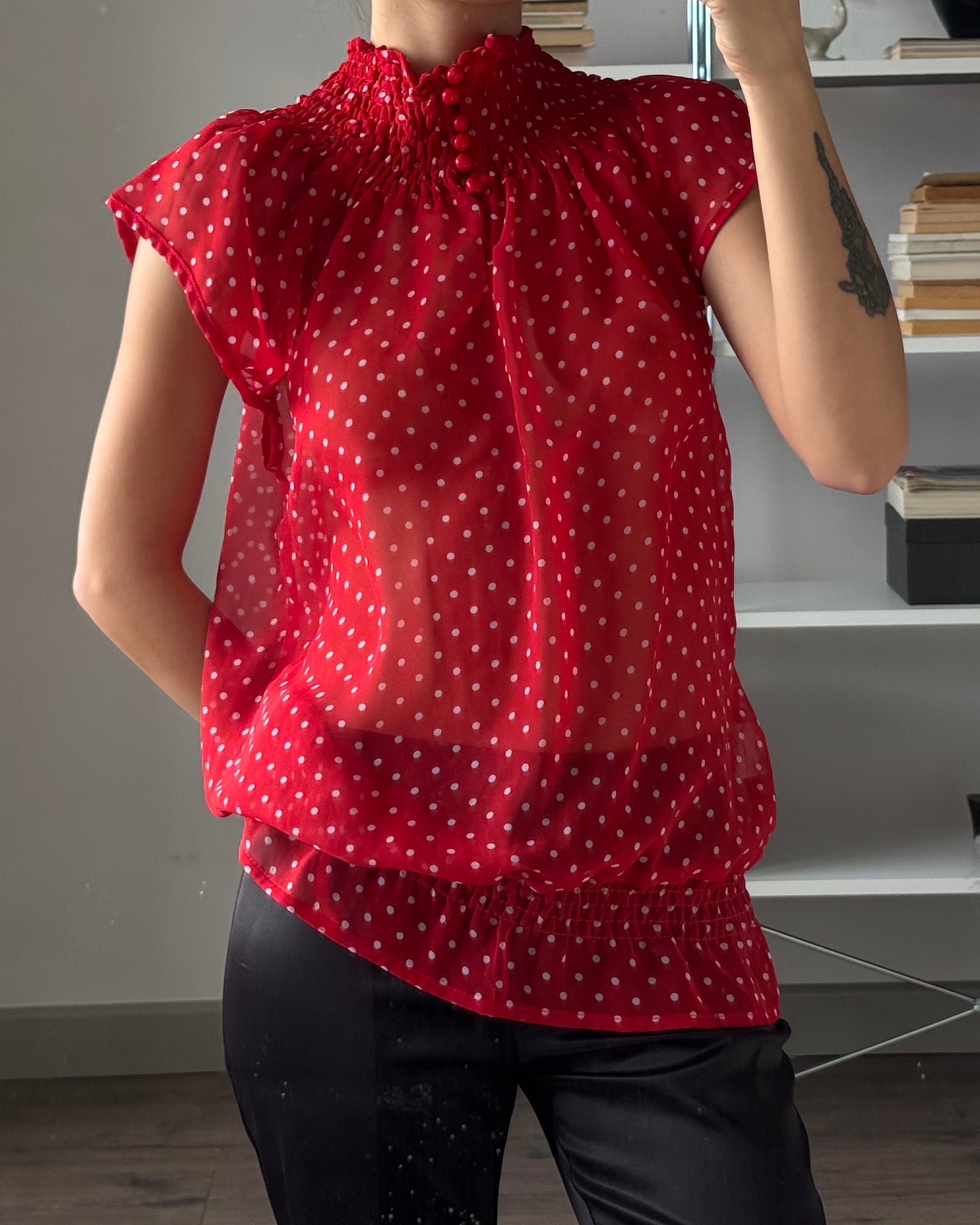Red Polka Dot Blouse