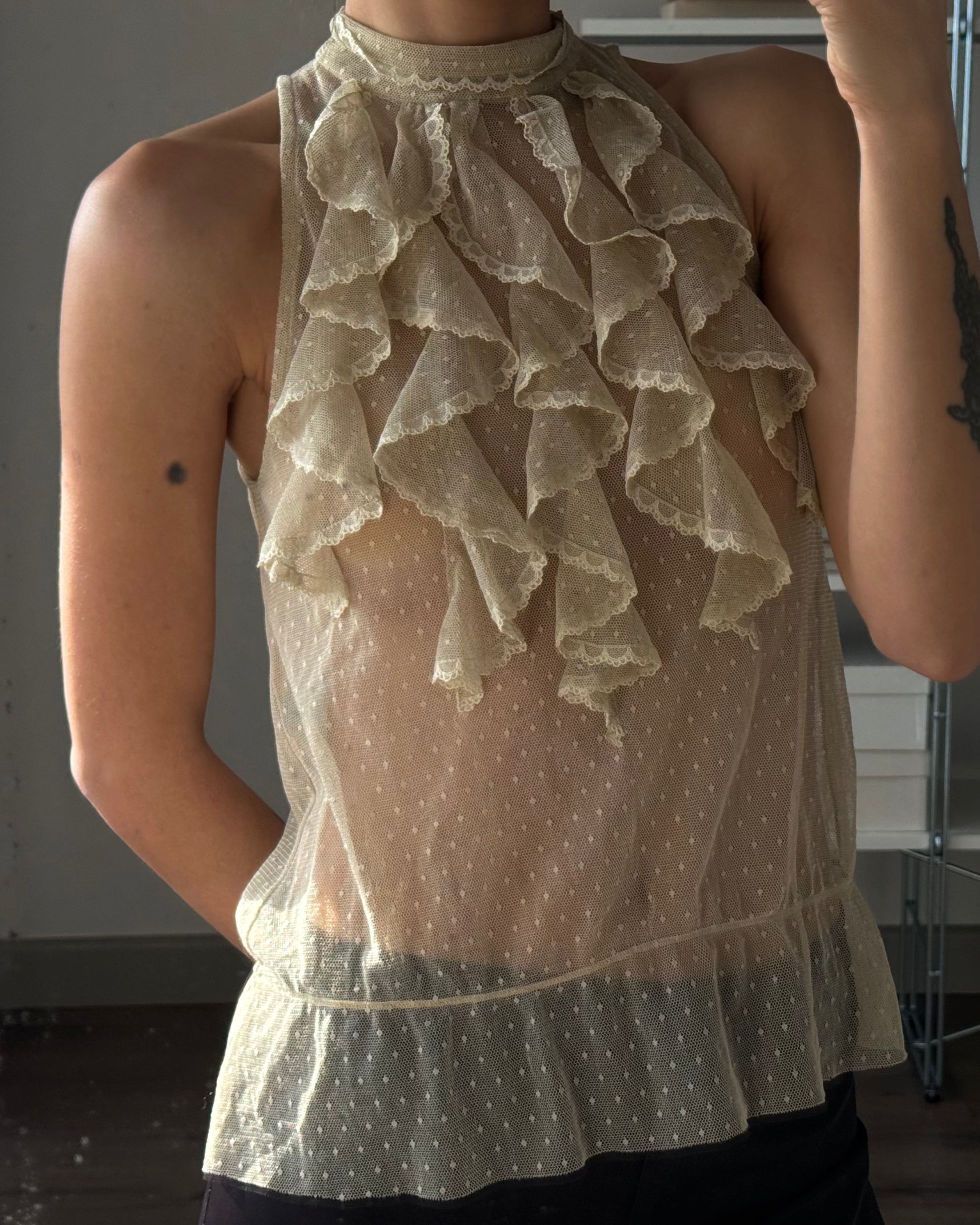 Tulle Blouse with Neckline Detail